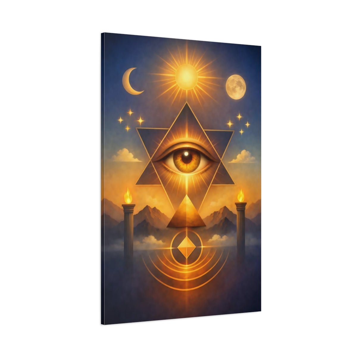 Religious Eye Of Providence Mystical Gold - Canvas Wall Art Print - YesArtYes