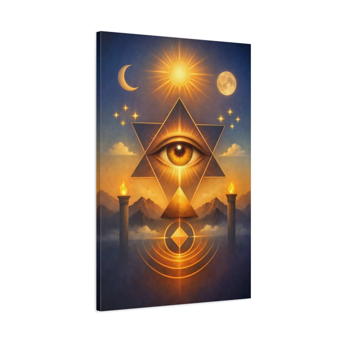 Religious Eye Of Providence Mystical Gold - Canvas Wall Art Print - YesArtYes