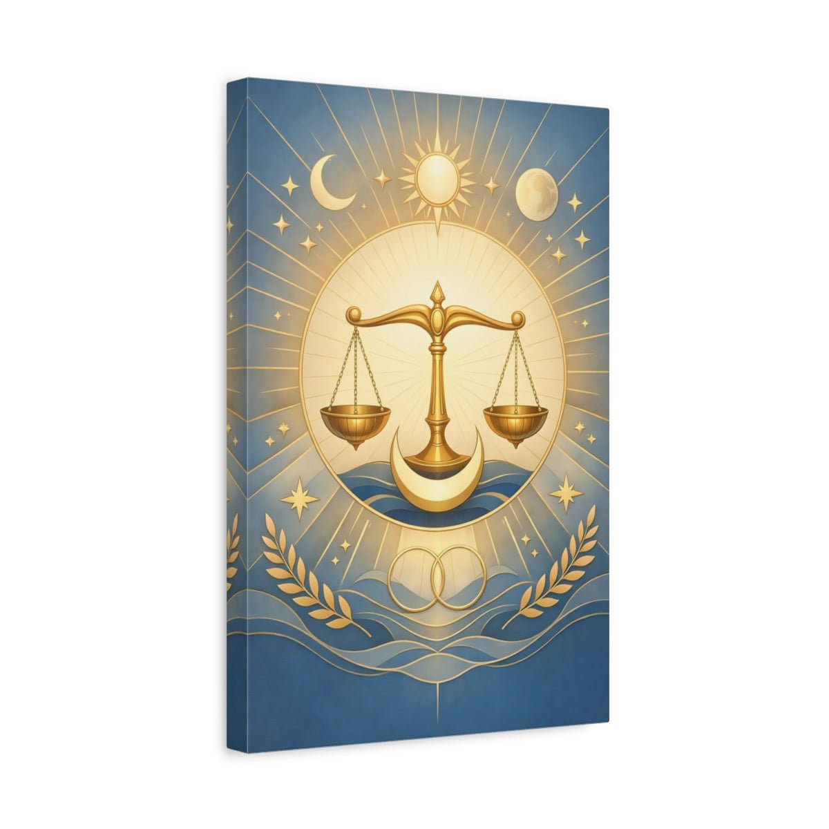Religious Golden Scales Blue - Canvas Wall Art Print - YesArtYes
