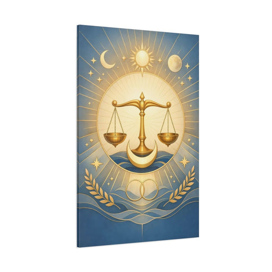 Religious Golden Scales Blue - Canvas Wall Art Print - YesArtYes