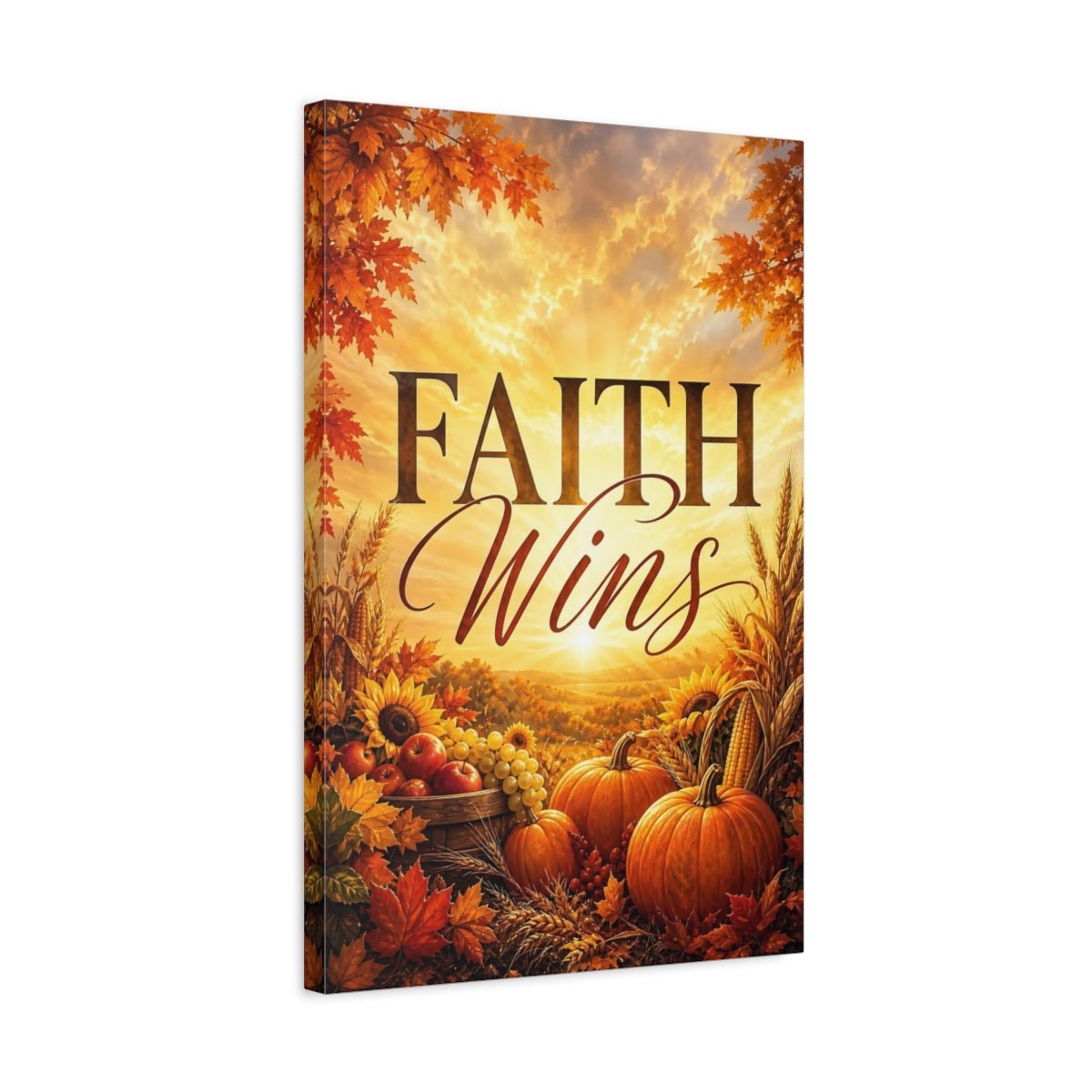 Religious Harvest Bounty Autumn Golden Canvas Wall Art Print – Realistic Living Room, Above Console Table - YesArtYes