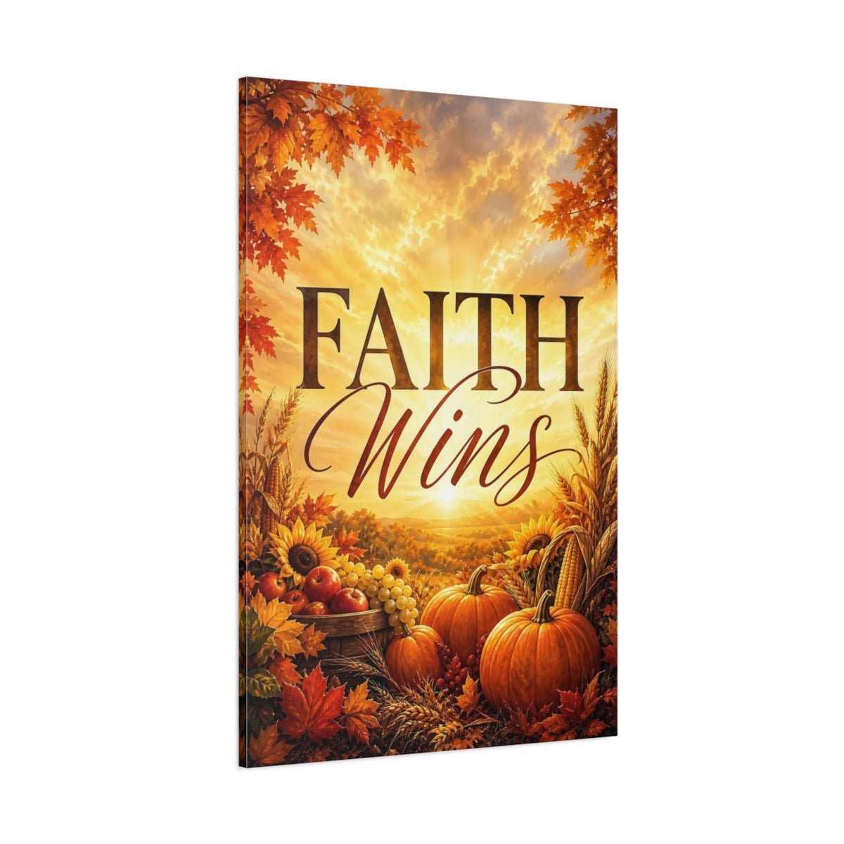 Religious Harvest Bounty Autumn Golden Canvas Wall Art Print – Realistic Living Room, Above Console Table - YesArtYes