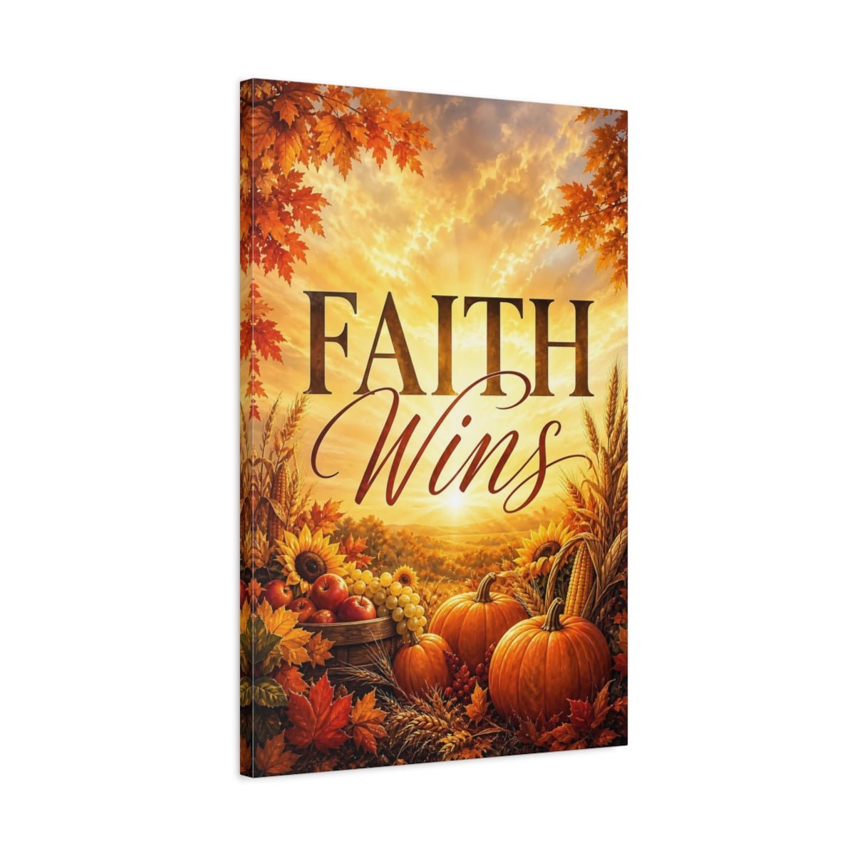 Religious Harvest Bounty Autumn Golden Canvas Wall Art Print – Realistic Living Room, Above Console Table - YesArtYes