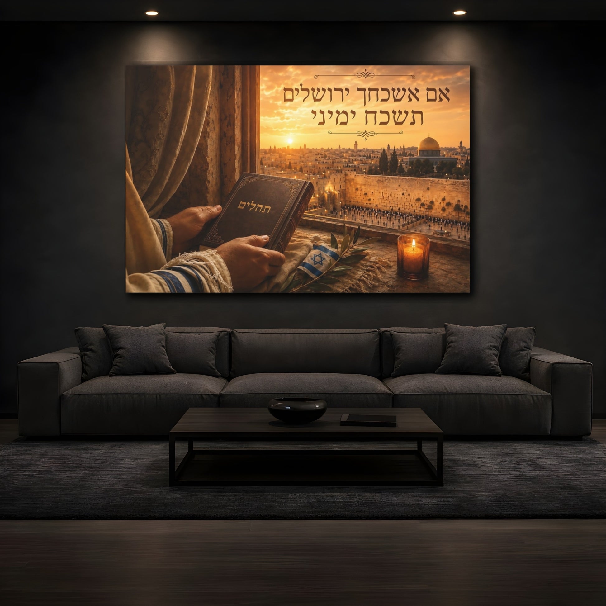 Mockup 3. Religious Jerusalem Vista Jerusalem Gold shown as canvas print