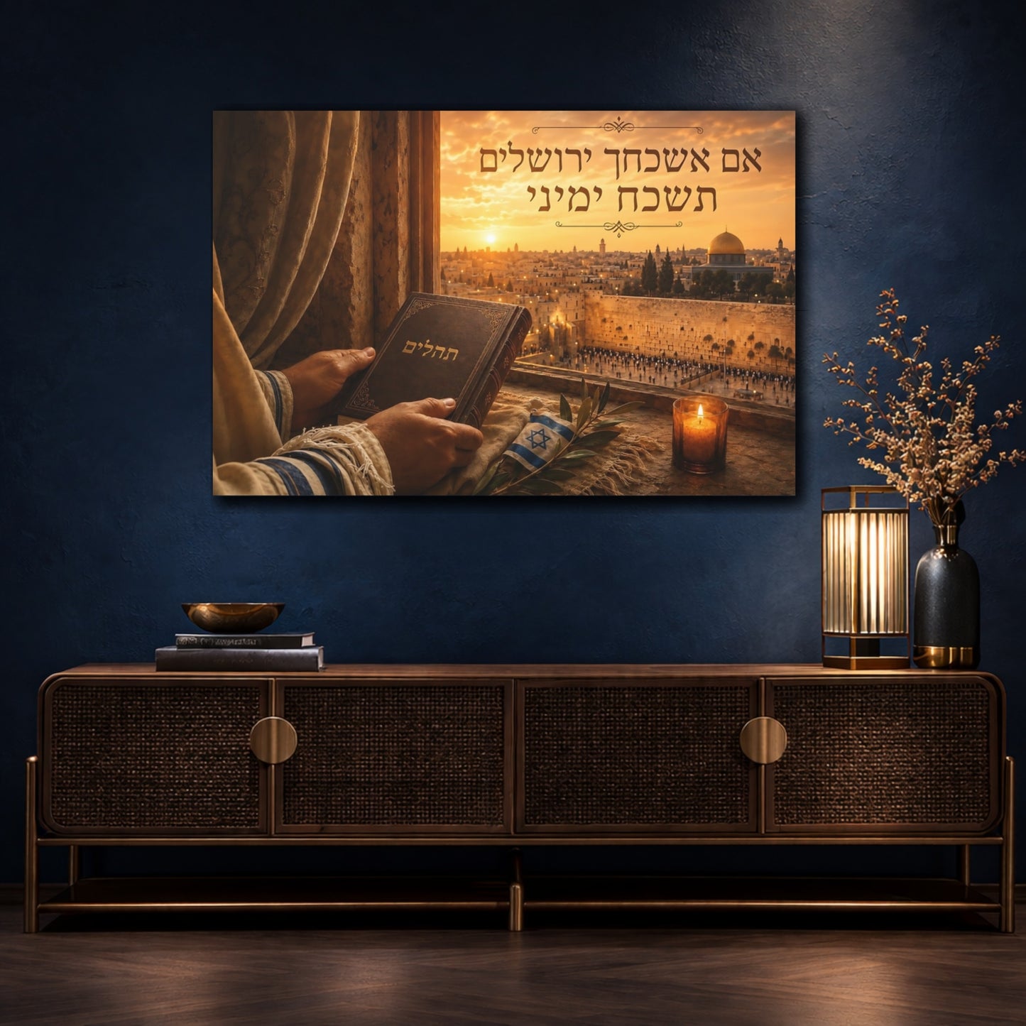Mockup 4. Religious Jerusalem Vista Jerusalem Gold shown as canvas print