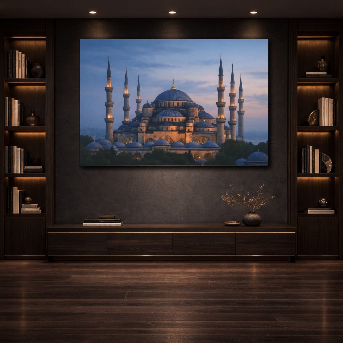 Religious Mosque Blue - Canvas Wall Art Print - YesArtYes