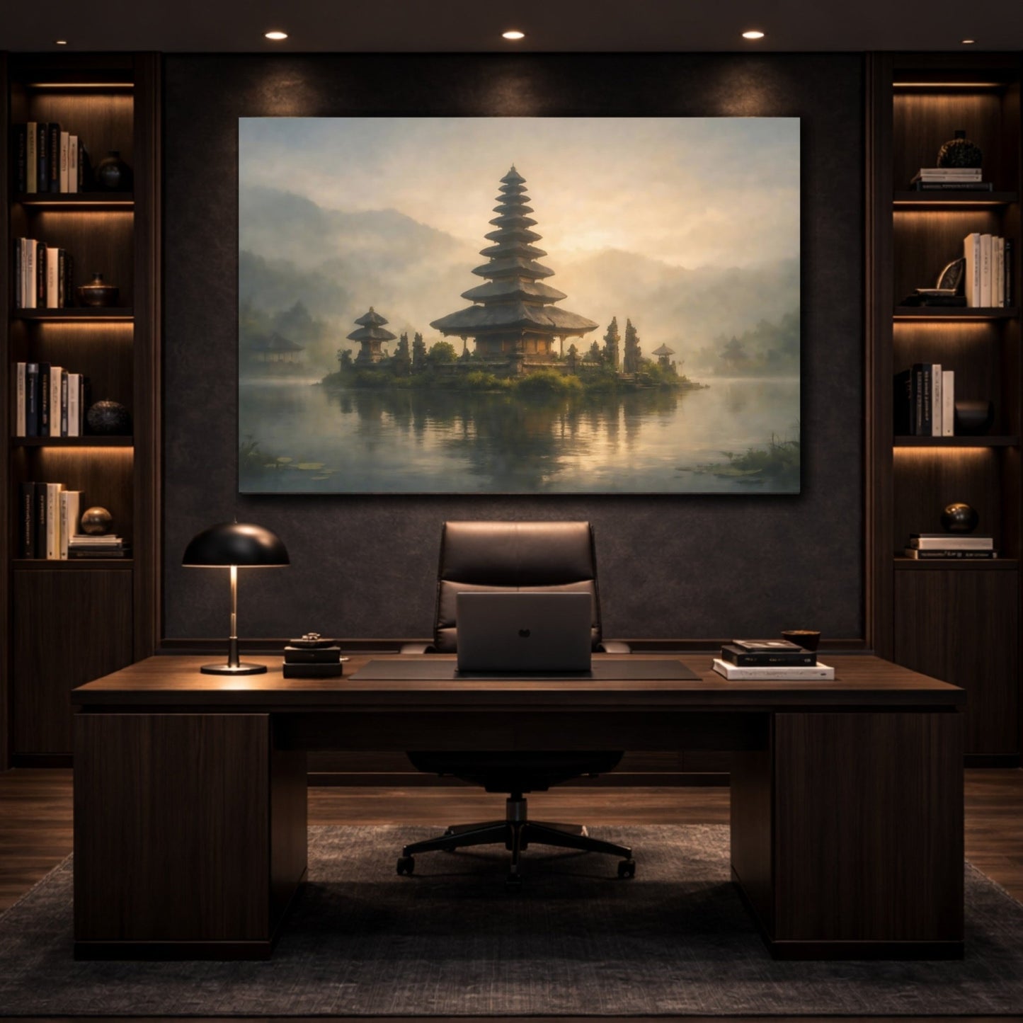 Religious Pagoda Golden Temple Lake - Canvas Wall Art Print - YesArtYes