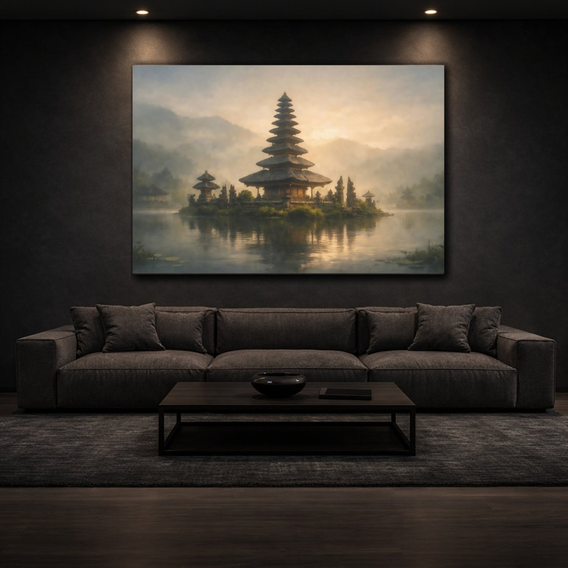 Religious Pagoda Golden Temple Lake - Canvas Wall Art Print - YesArtYes