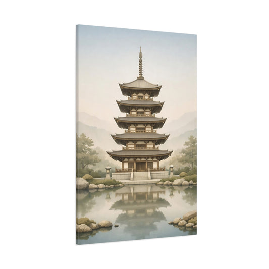 Main Mockup. Religious Pagoda Zen Pagoda shown as stretched canvas wall art