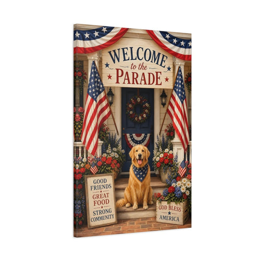 Religious Patriotic Dog Celebration Canvas Print – Traditional Living Room, Above Sofa - YesArtYes