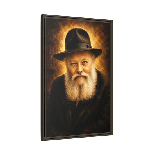 Main Mockup. Religious Rabbi Gold And Black shown as framed canvas print