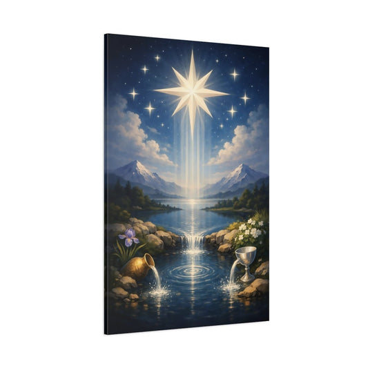 Religious Radiant Star Celestial Blue - Canvas Wall Art Print - YesArtYes