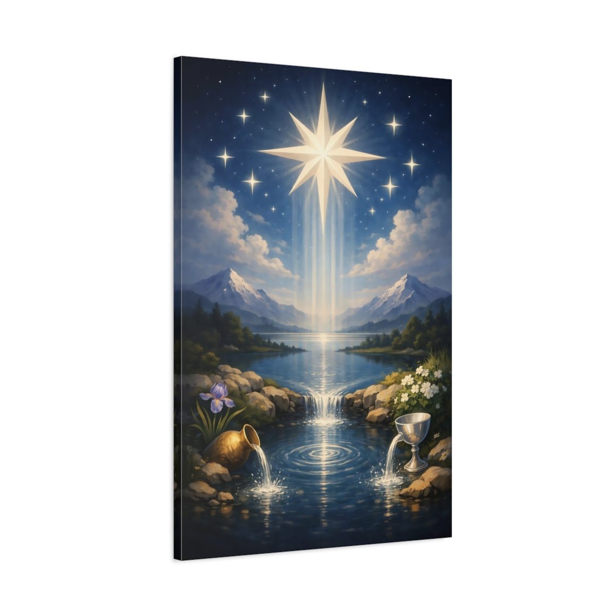 Religious Radiant Star Celestial Blue - Canvas Wall Art Print - YesArtYes