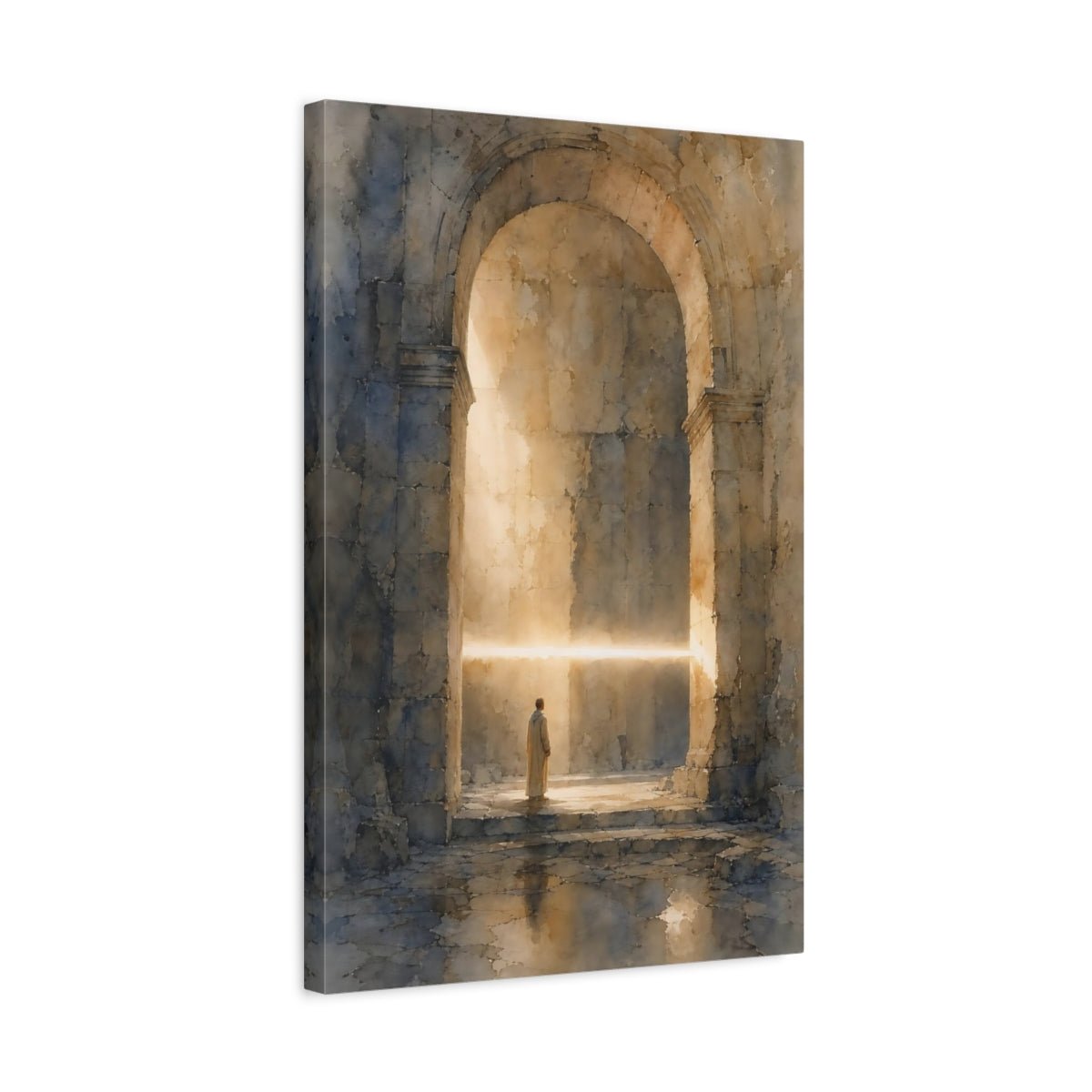 Religious Robed Figure Brown And Gold Canvas Print – Living Room, Above Fireplace, - YesArtYes