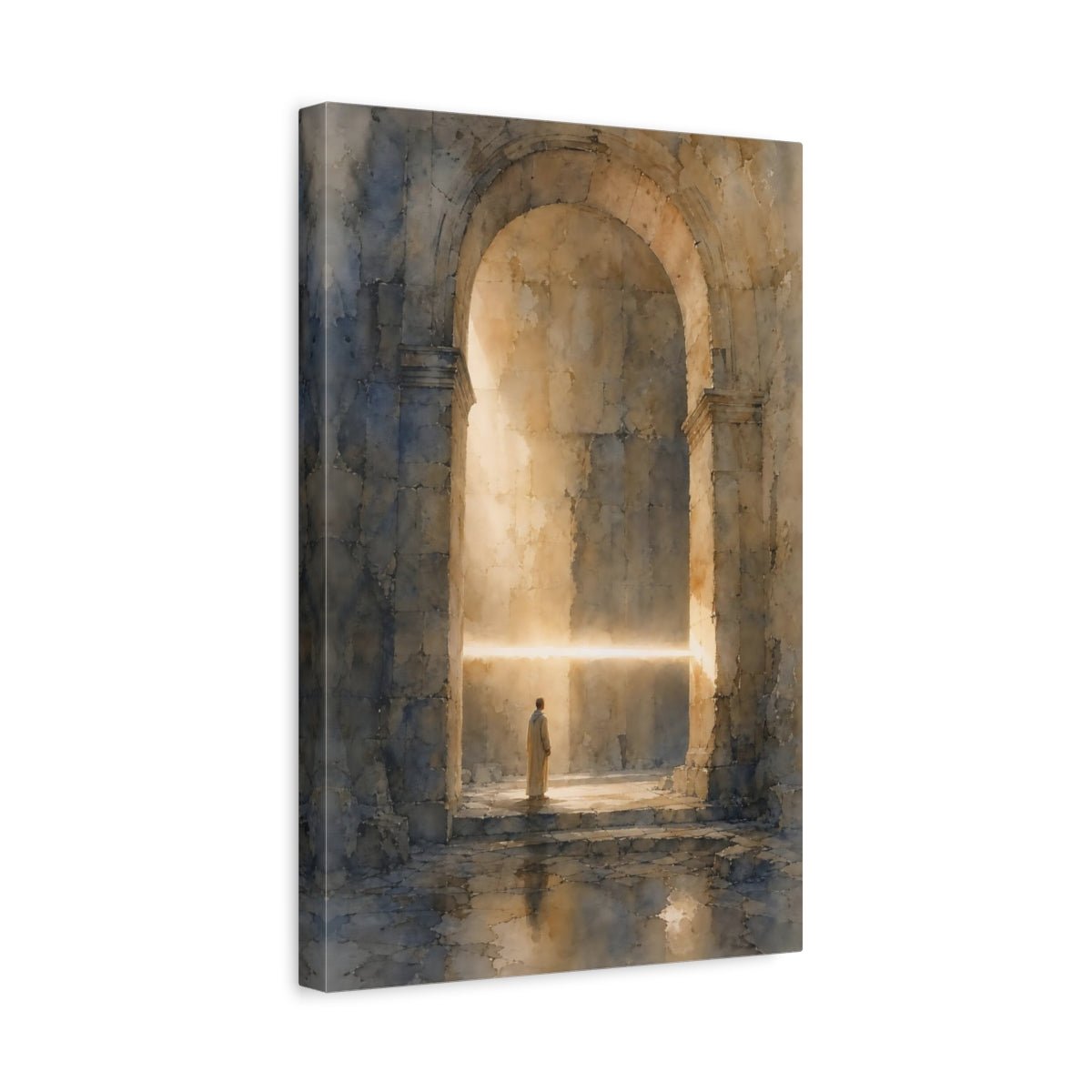 Religious Robed Figure Brown And Gold Canvas Print – Living Room, Above Fireplace, - YesArtYes