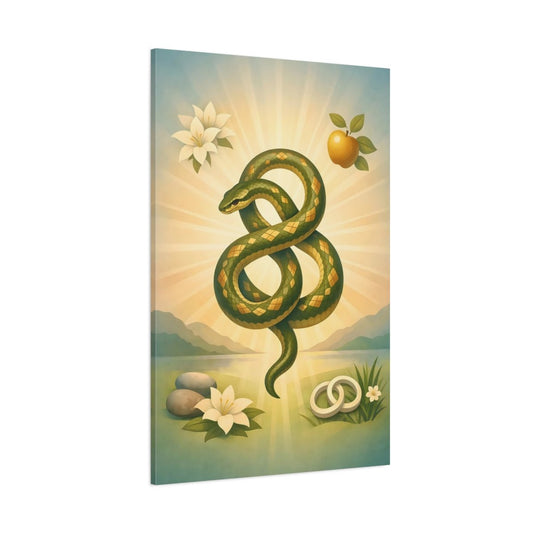 Religious Serpent Green Gold - Canvas Wall Art Print - YesArtYes
