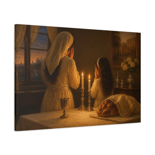 Main Mockup. Religious Shabbat Prayer Shabbat Prayer shown as canvas print