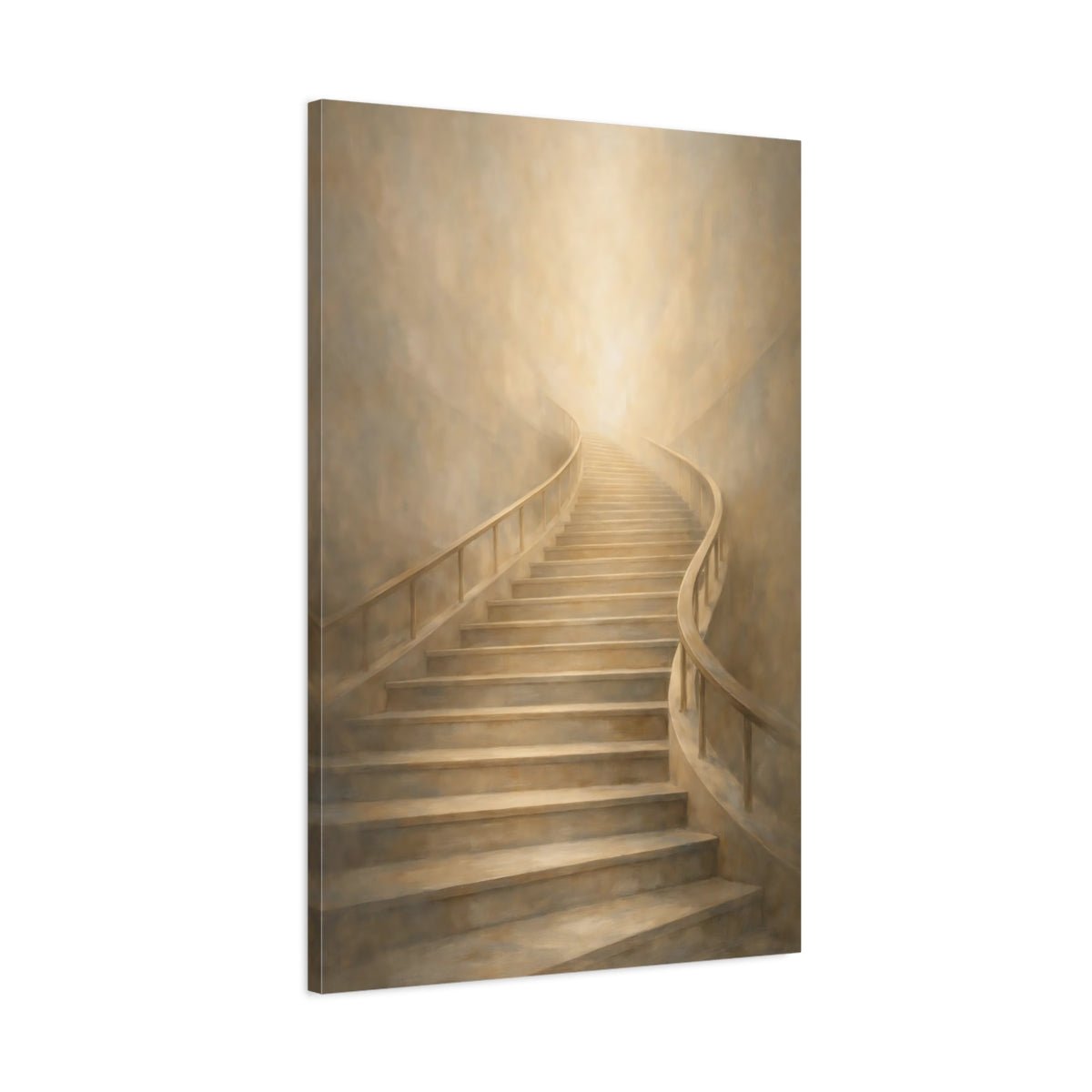 Religious Staircase Warm Beige - Canvas Wall Art Print - YesArtYes