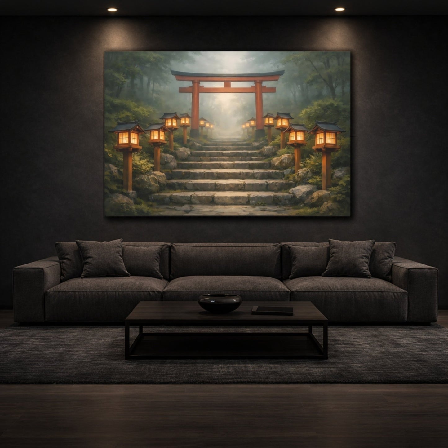 Religious Torii Gate Japanese Shrine Path - Canvas Wall Art Print - YesArtYes