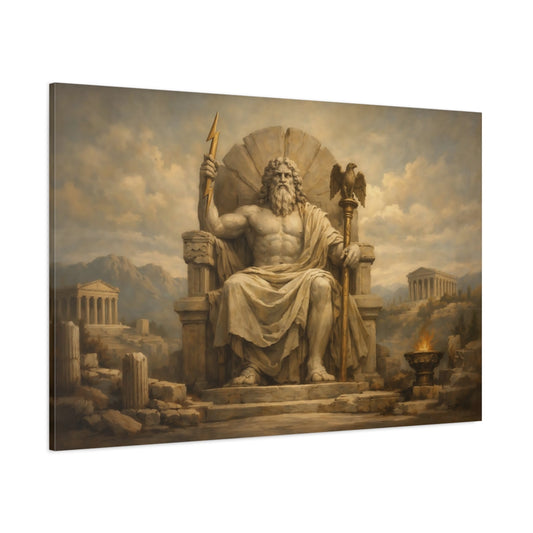 Main Mockup. Religious Zeus Ancient Greek Mythology shown as stretched canvas wall art