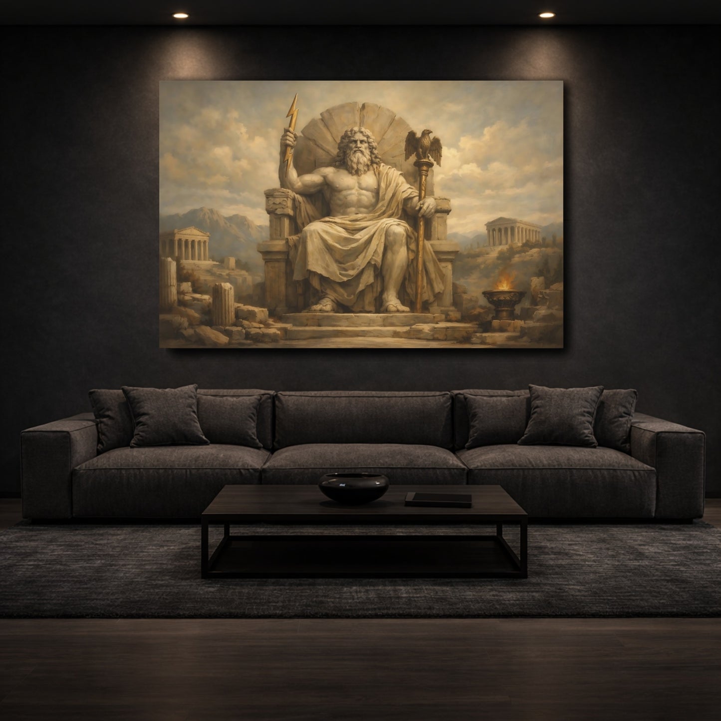Mockup 2. Religious Zeus Ancient Greek Mythology shown as stretched canvas wall art