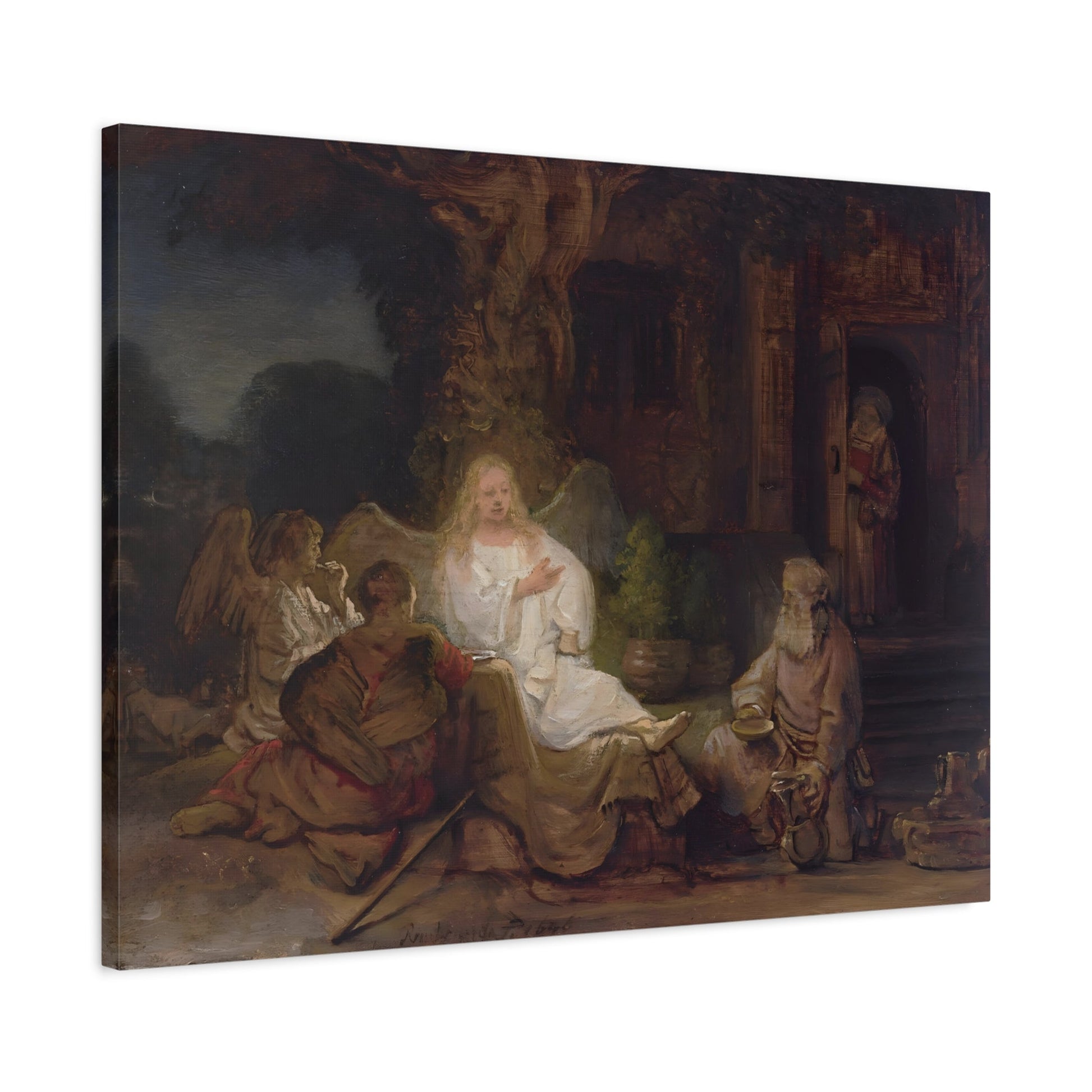 Rembrandt Abraham and the Angels - Canvas Wall Art Print