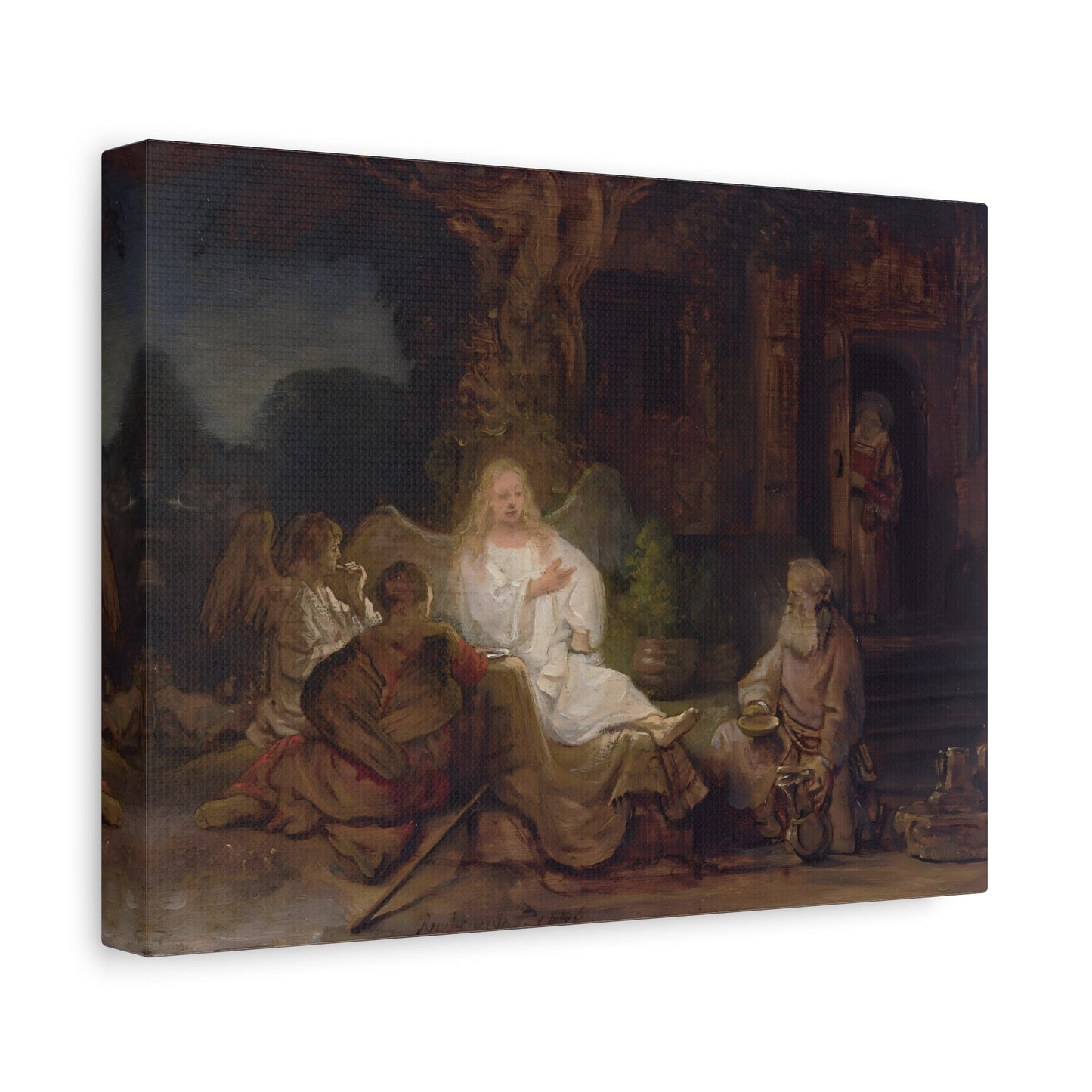 Rembrandt Abraham and the Angels - Canvas Wall Art Print