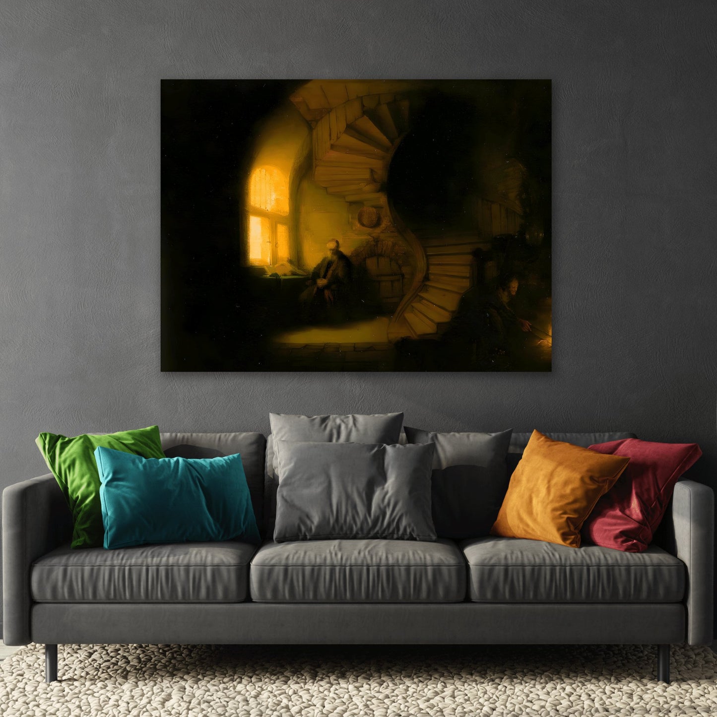 Rembrandt Philosopher in Meditation - Canvas Wall Art Print