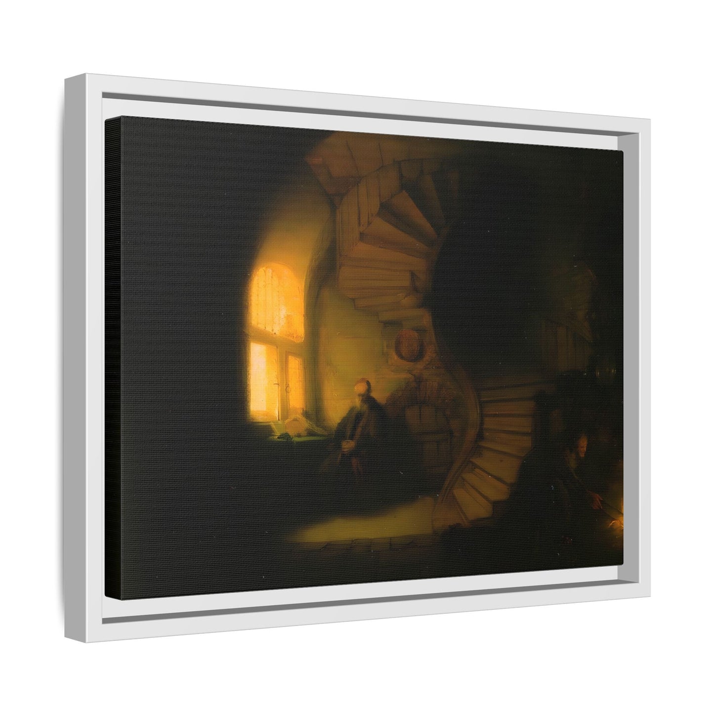 Rembrandt Philosopher Meditation Framed Canvas Wall Art Print - YesArtYes