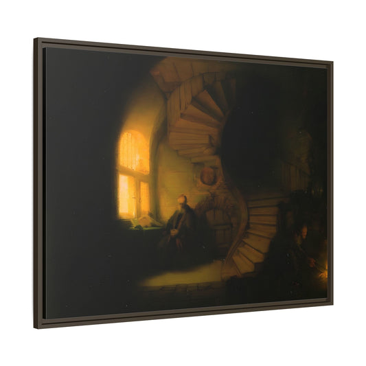 Rembrandt Philosopher Meditation Framed Canvas Wall Art Print - YesArtYes