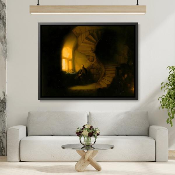 Rembrandt Philosopher Meditation Framed Canvas Wall Art Print - YesArtYes