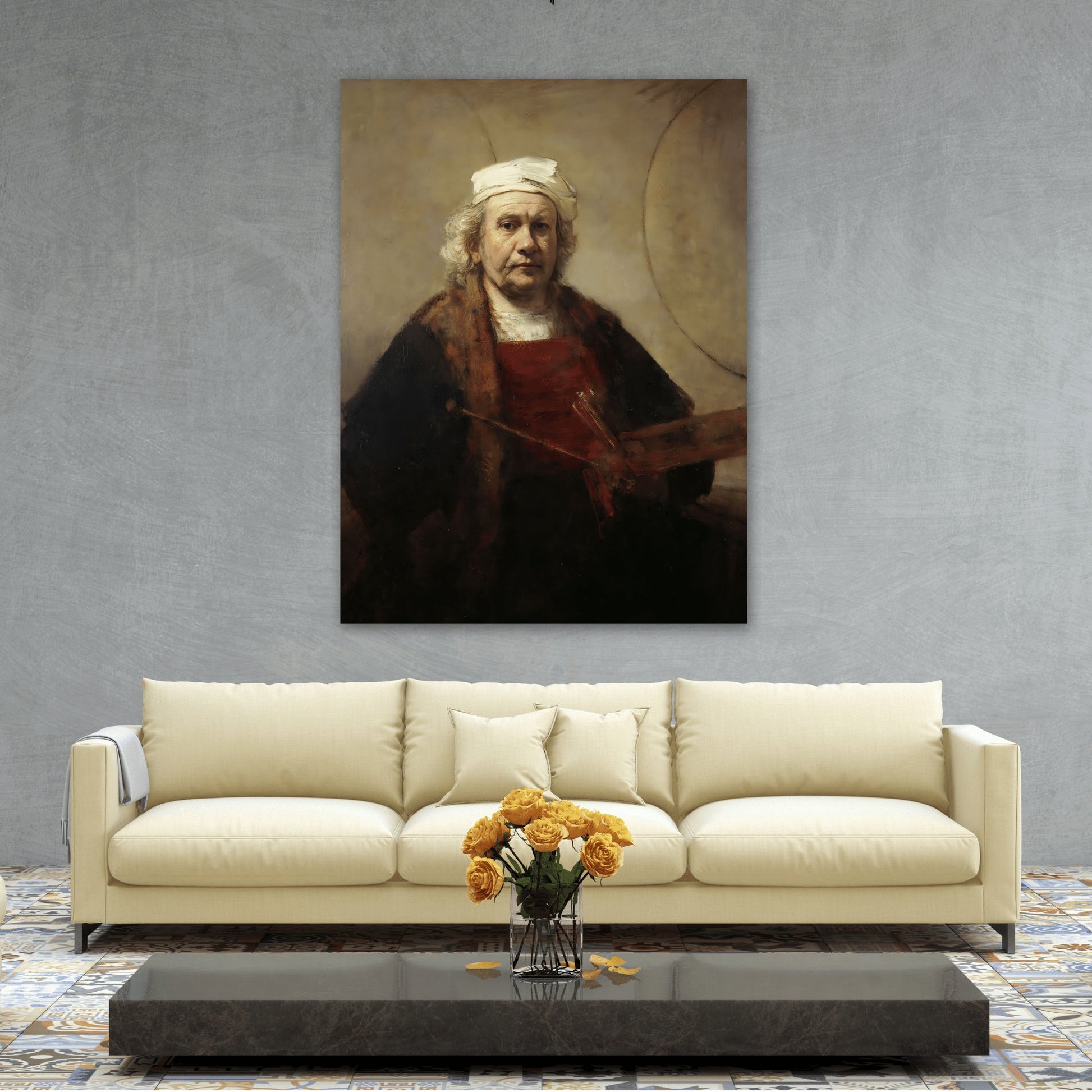 Rembrandt Self-Portrait Two Circles - Canvas Wall Art Print