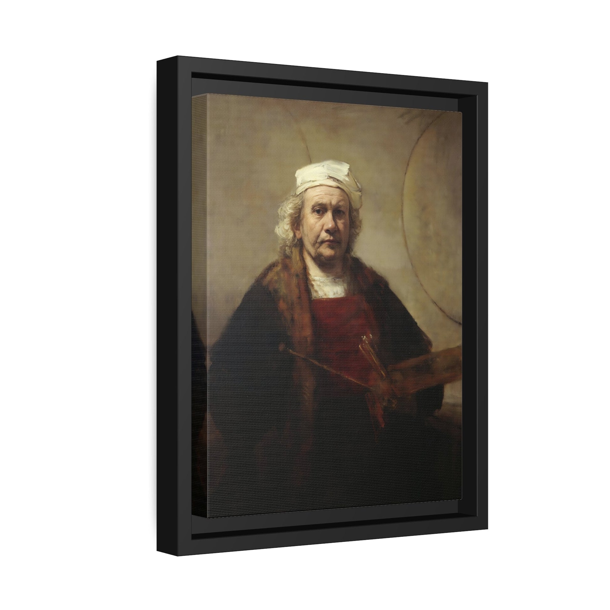 Rembrandt Self-Portrait with Two Circles - Framed Canvas Art Reproduction