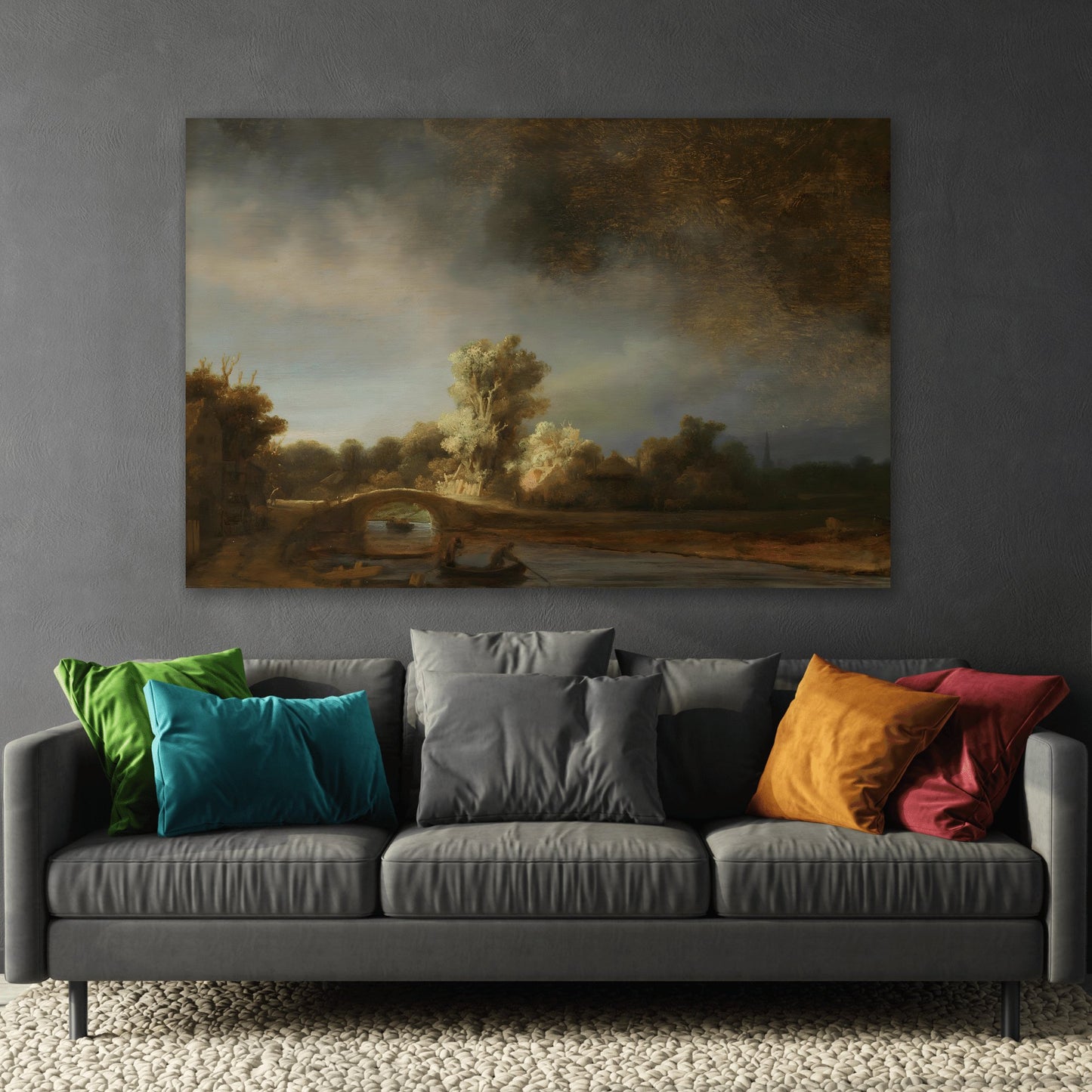 Rembrandt Stone Bridge - Canvas Wall Art Print Reproduction