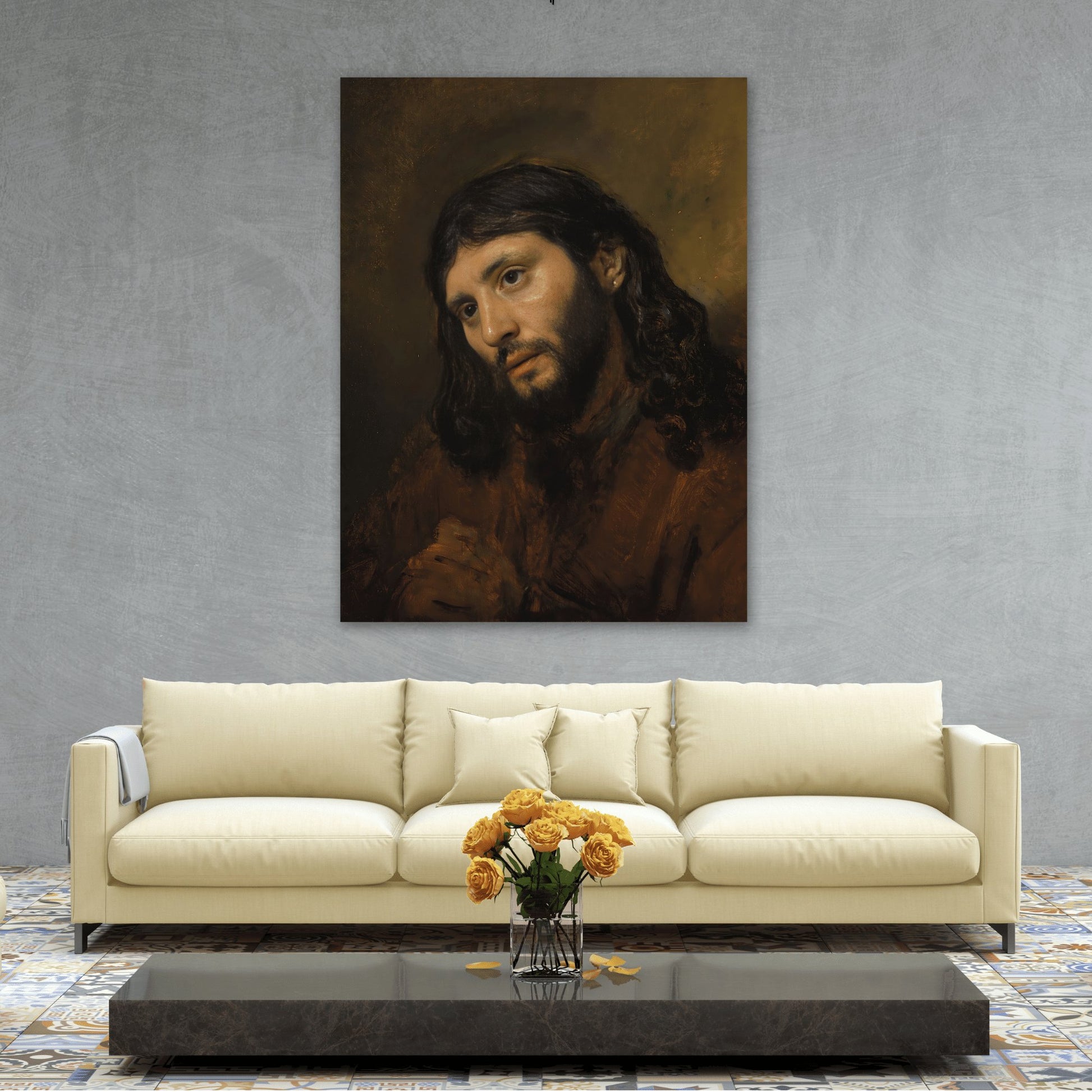 Rembrandt Study of the Head and Clasped Hands - Canvas Wall Art Print