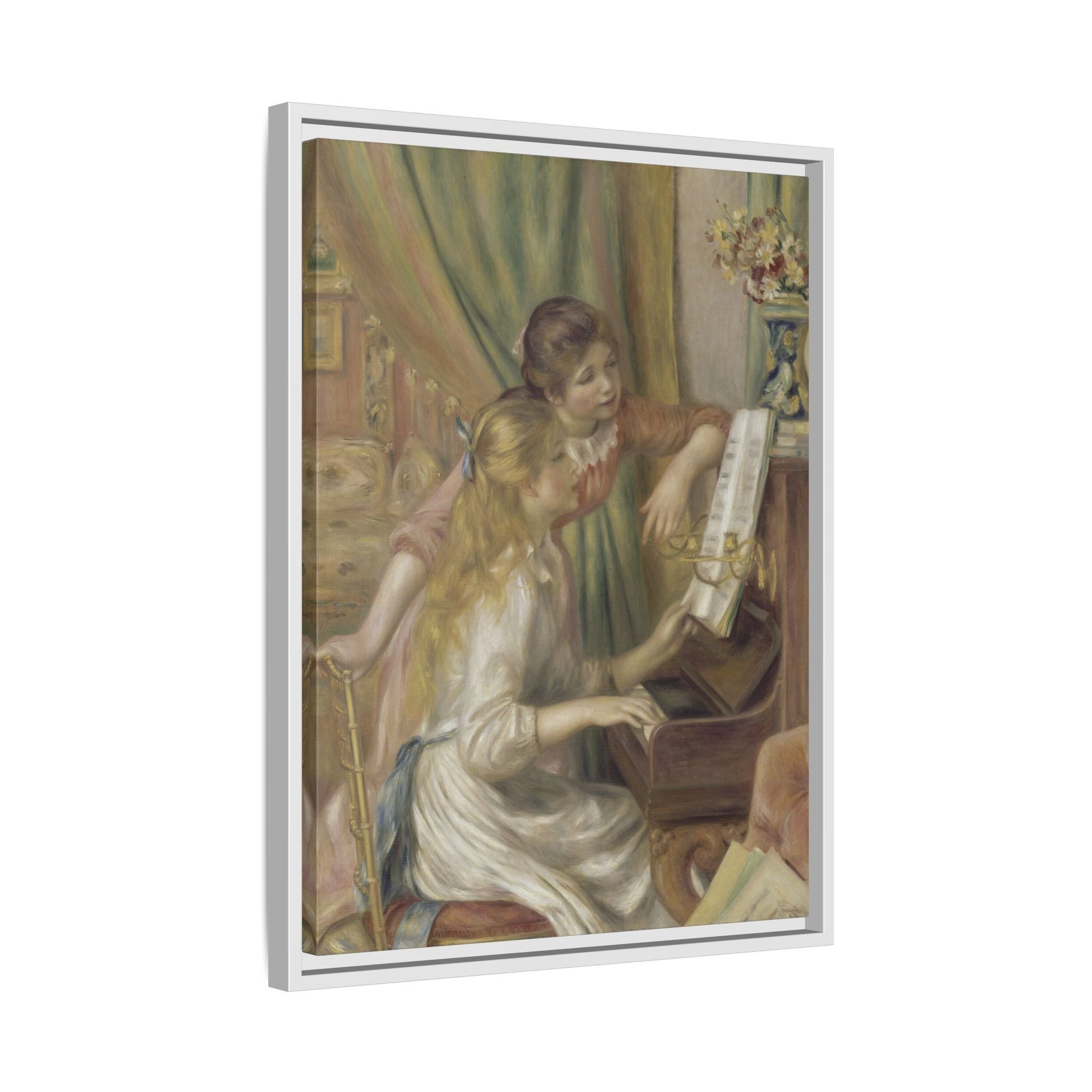 Renoir Piano Girls Canvas Print - Watercolor Music Wall Art in Exclusive Frame