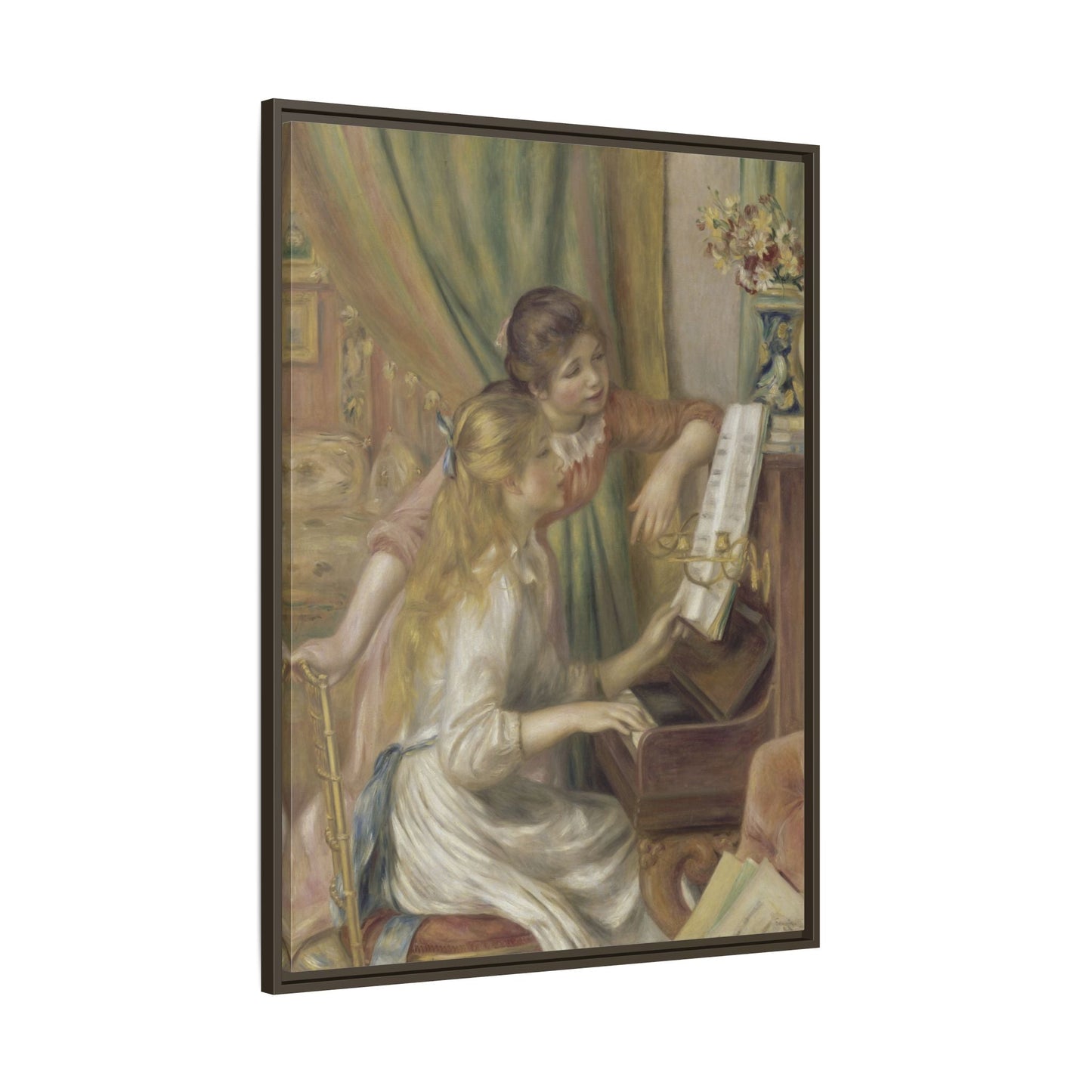 Renoir Piano Girls Canvas Print - Watercolor Music Wall Art in Exclusive Frame