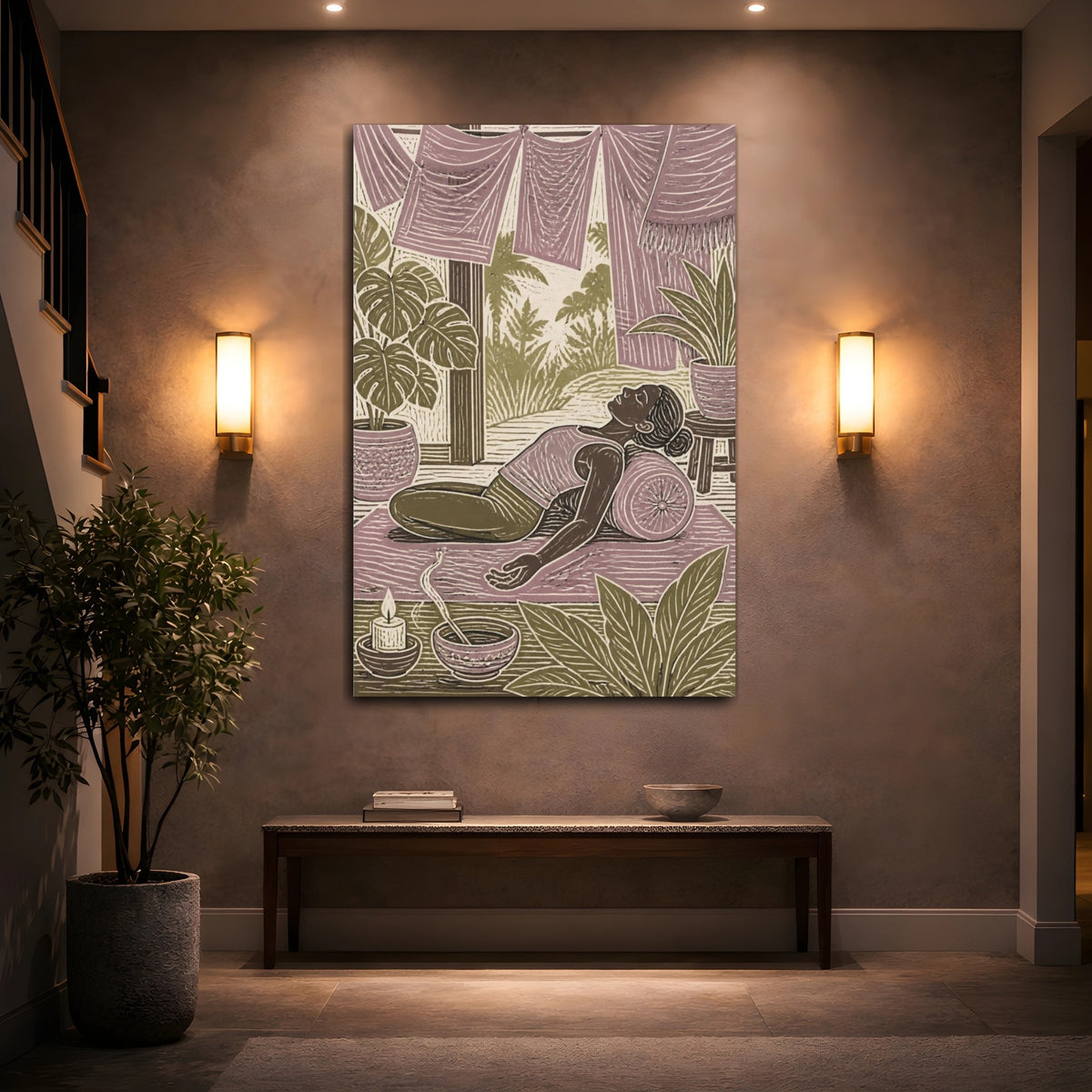 Mockup 2. Restorative Yoga Recline shown as canvas print