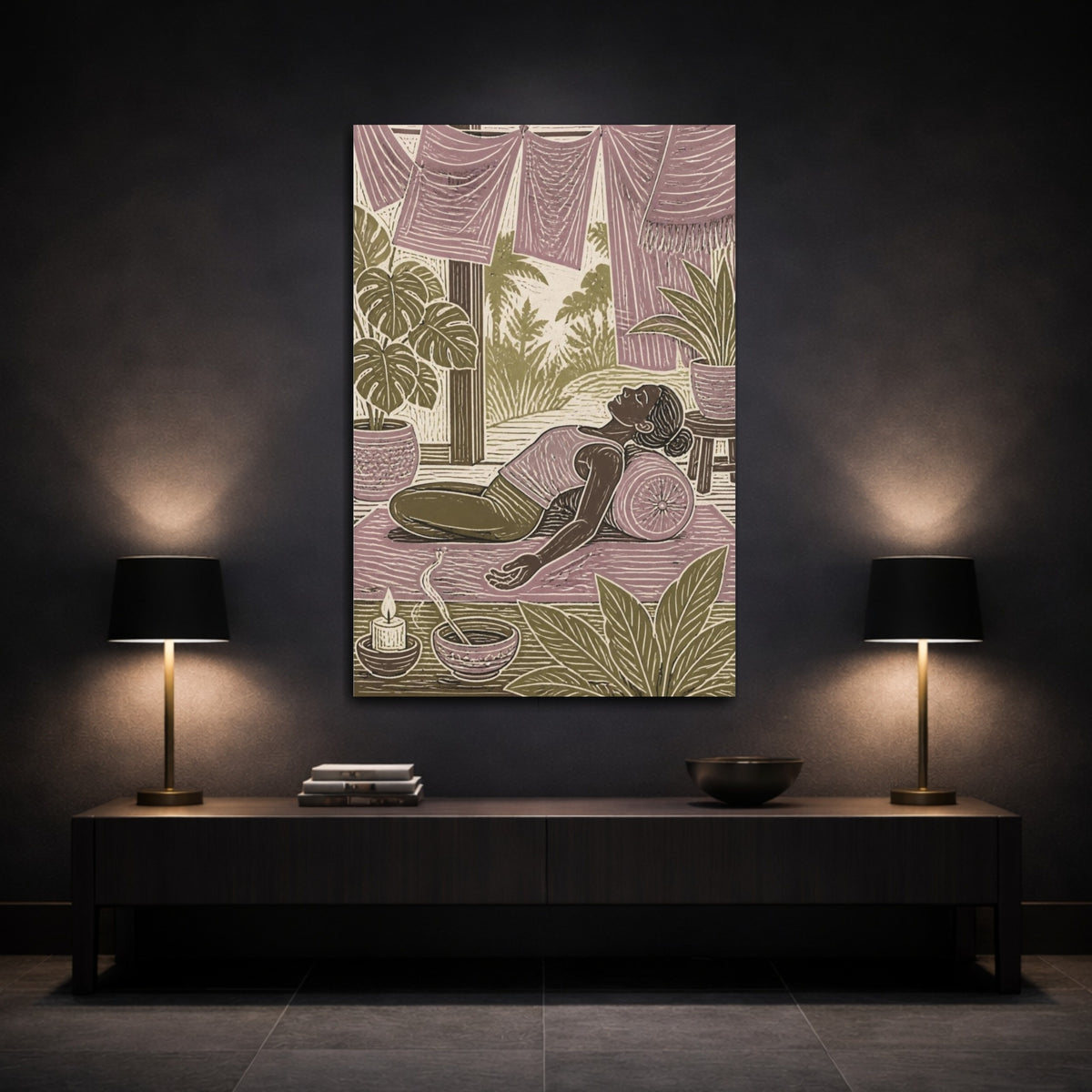 Mockup 3. Restorative Yoga Recline shown as canvas print