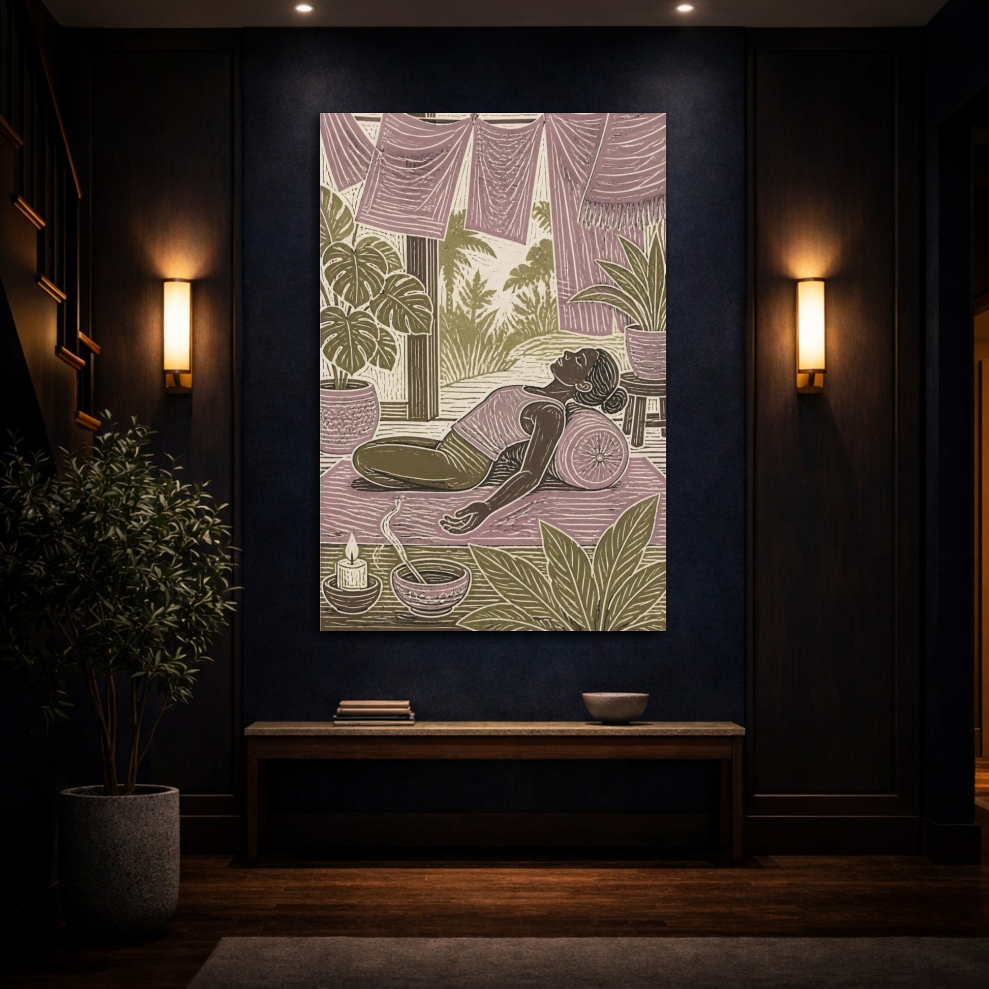 Mockup 4. Restorative Yoga Recline shown as canvas print