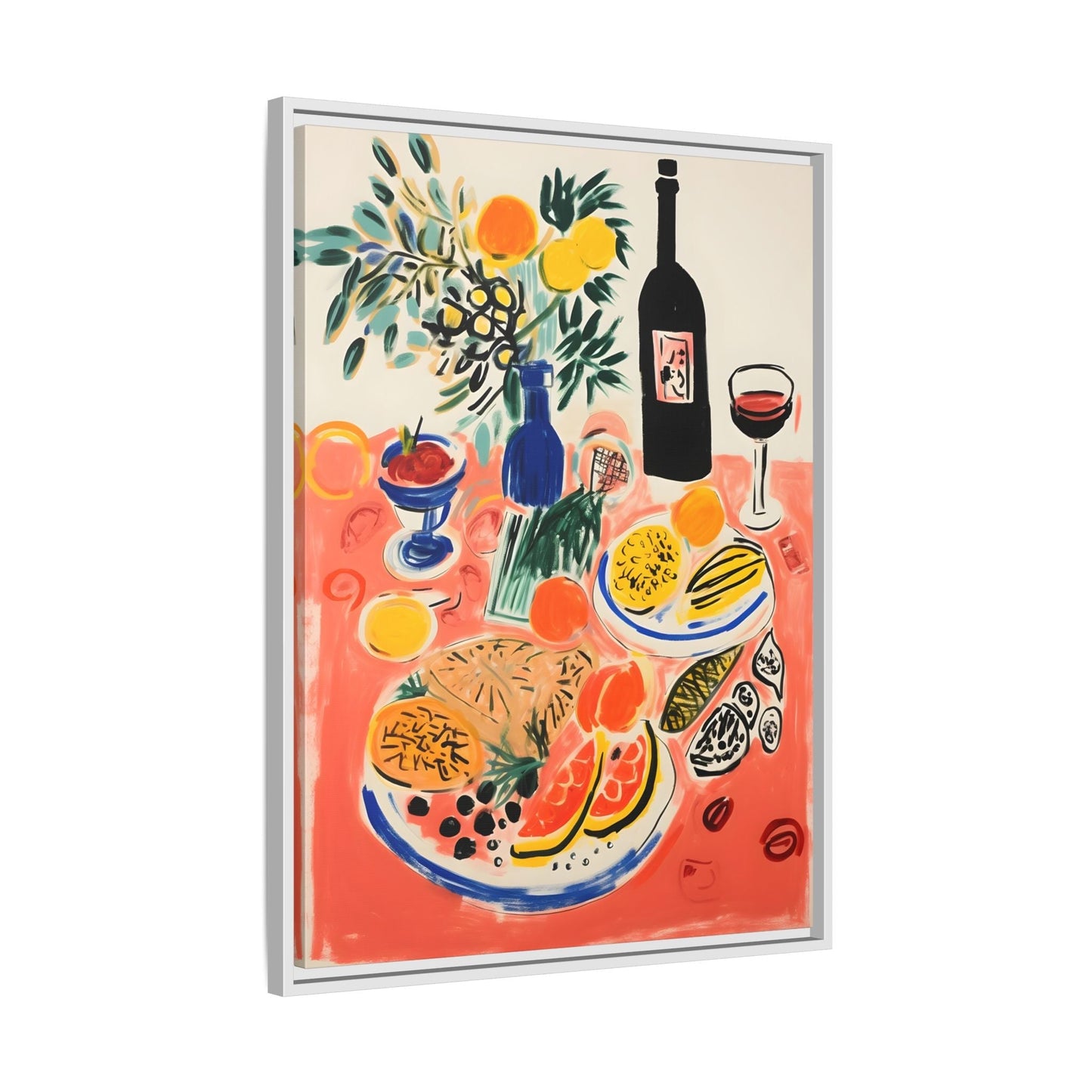 Retro Dinner Food Chef Wall Art Canvas Framed Kitchen Prints - YesArtYes
