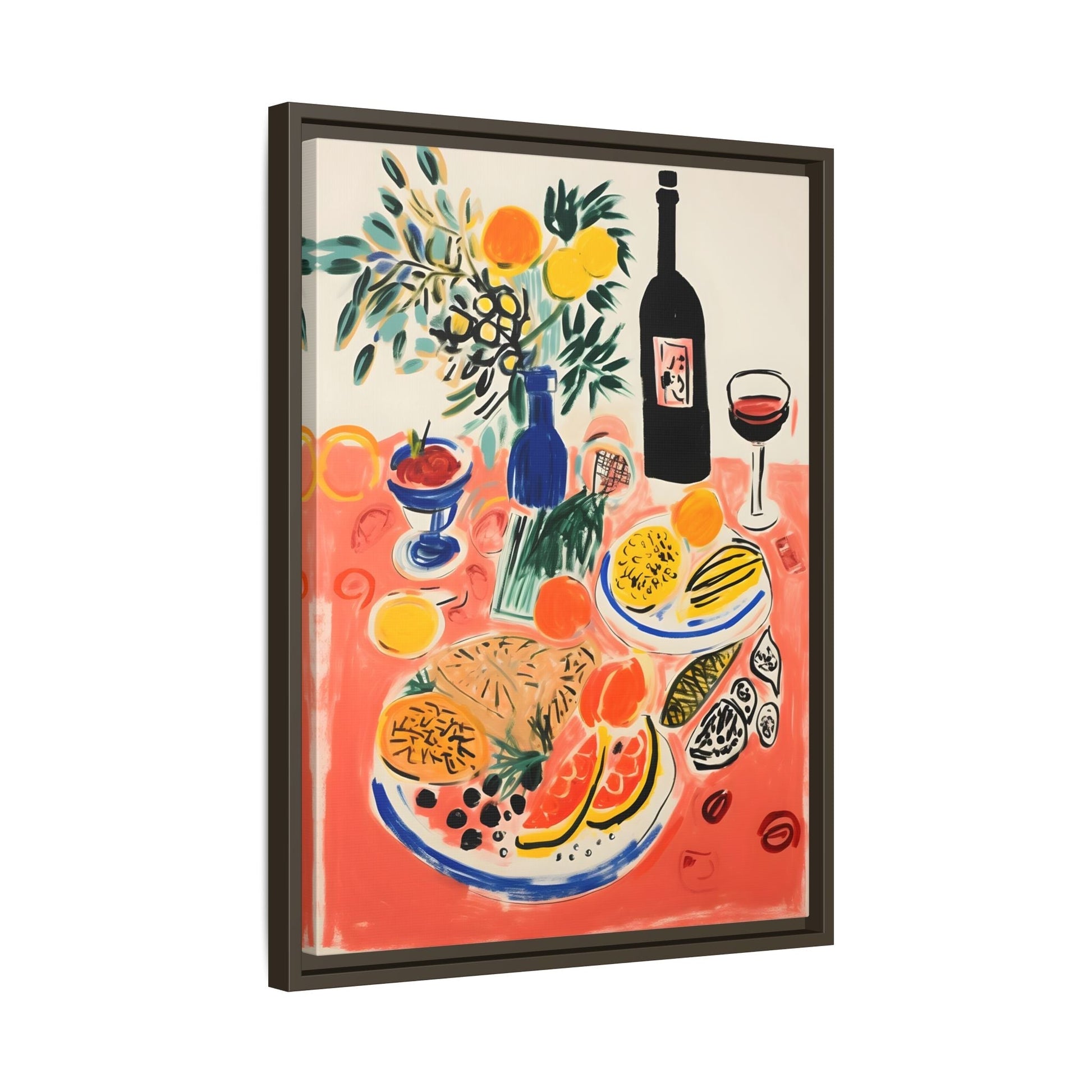 Retro Dinner Food Chef Wall Art Canvas Framed Kitchen Prints - YesArtYes