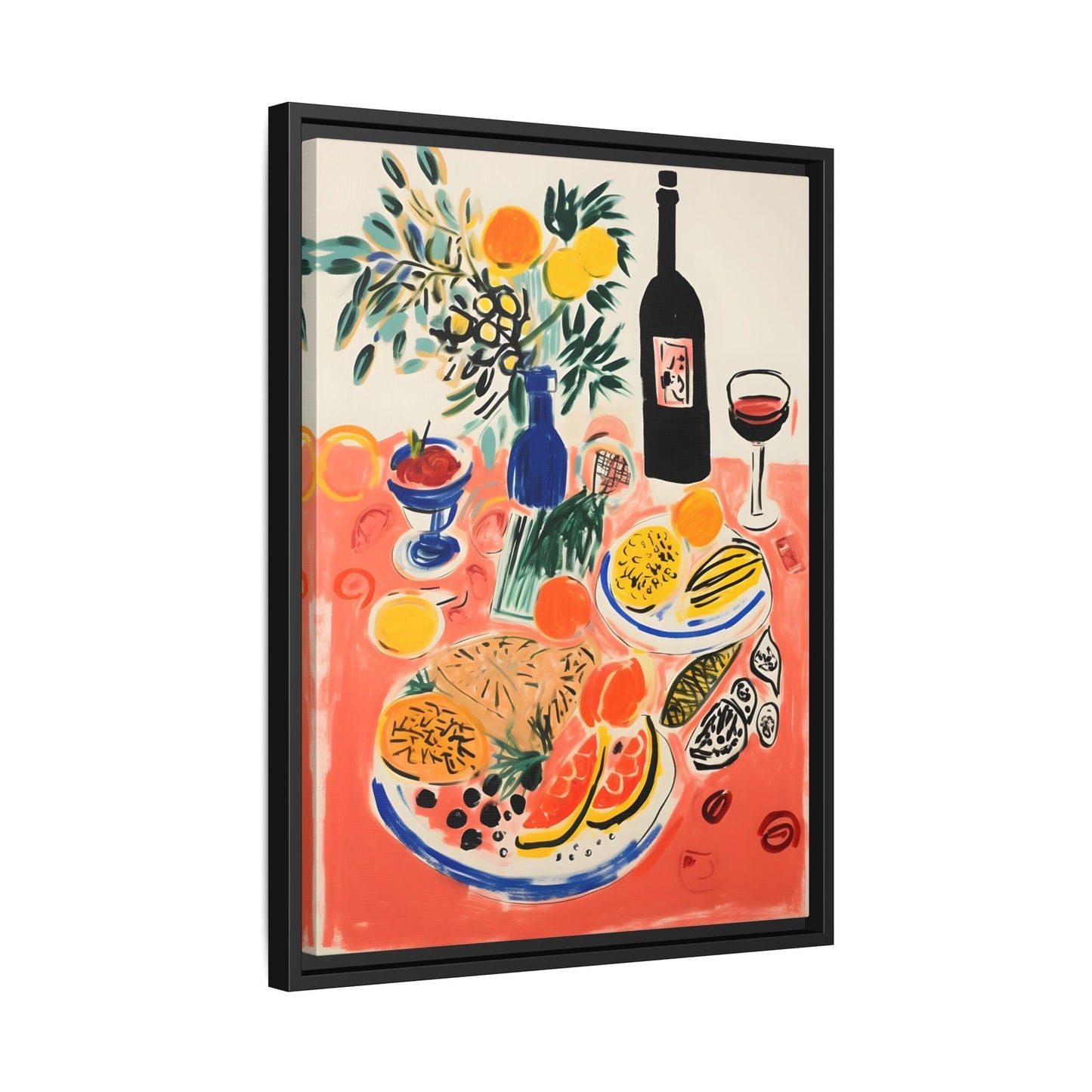 Retro Dinner Food Chef Wall Art Canvas Framed Kitchen Prints - YesArtYes