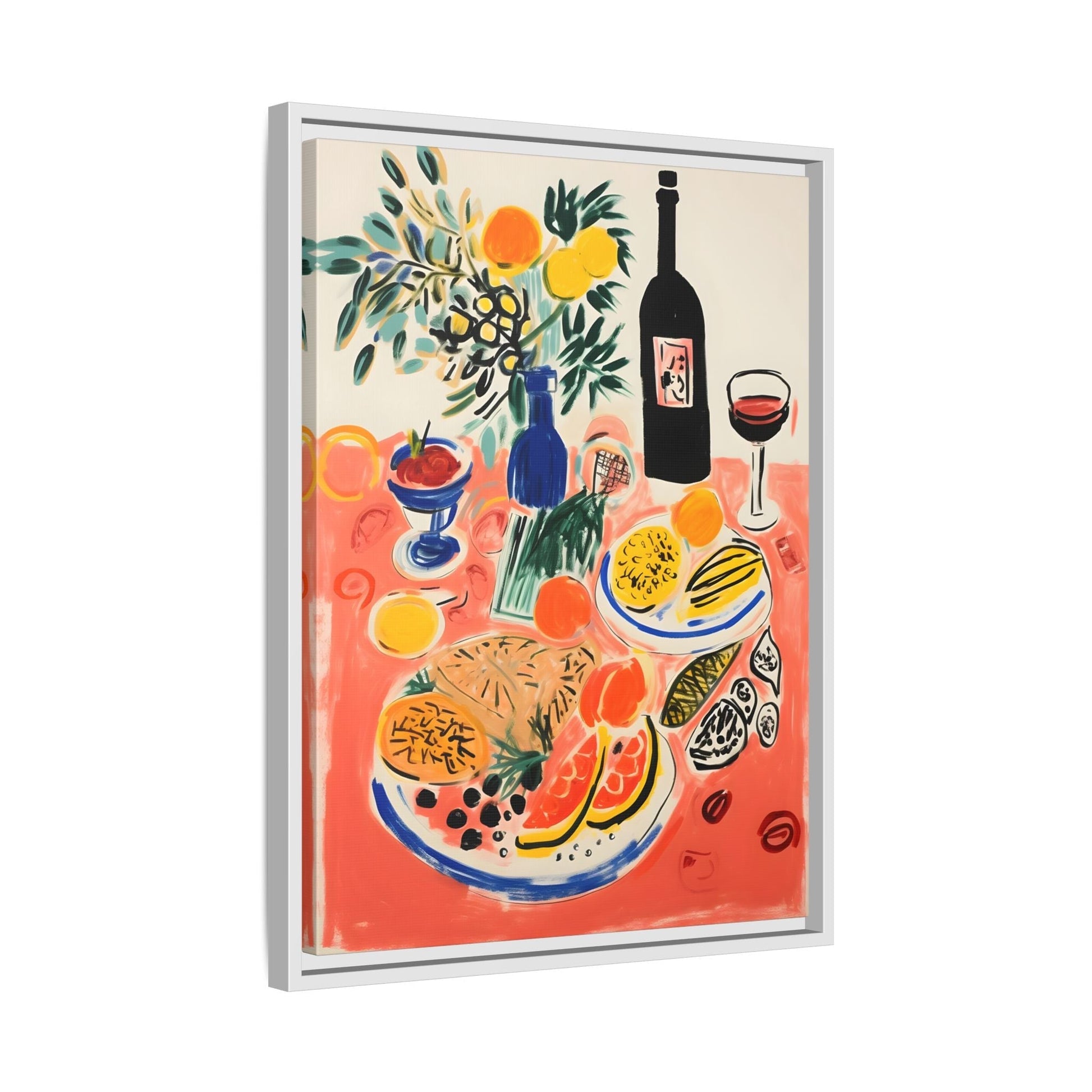 Retro Dinner Food Chef Wall Art Canvas Framed Kitchen Prints - YesArtYes