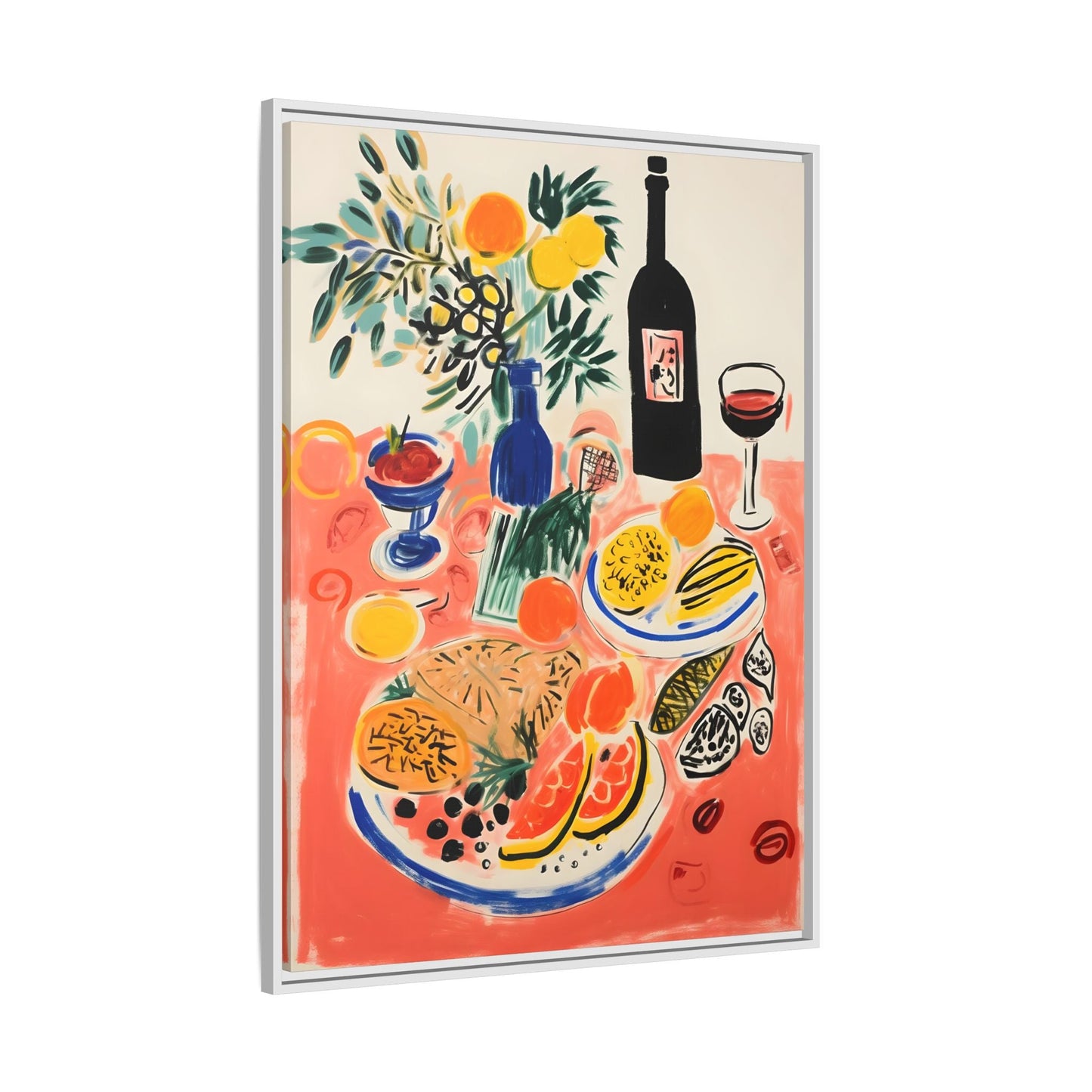 Retro Dinner Food Chef Wall Art Canvas Framed Kitchen Prints - YesArtYes
