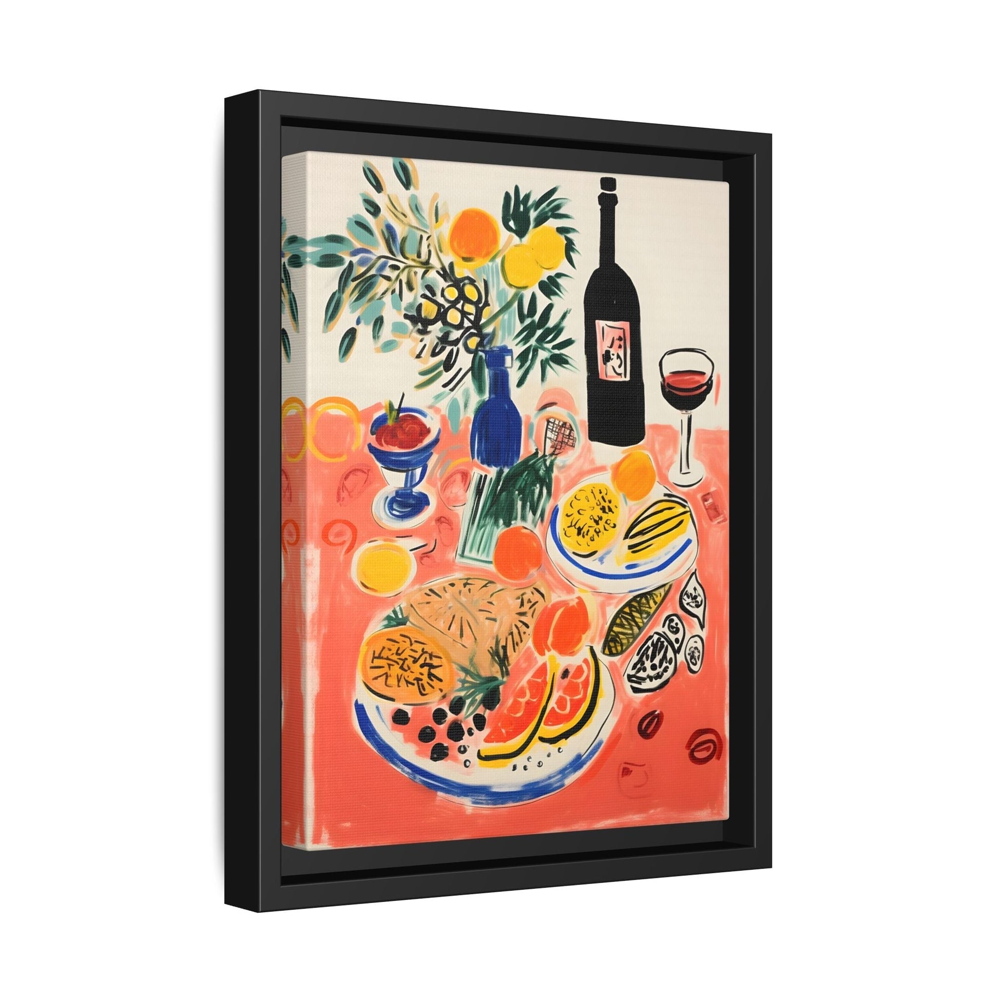 Retro Dinner Food Chef Wall Art Canvas Framed Kitchen Prints - YesArtYes