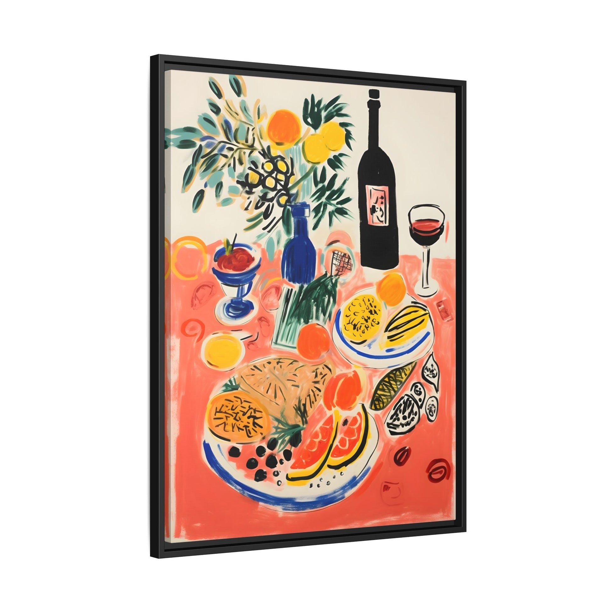 Retro Dinner Food Chef Wall Art Canvas Framed Kitchen Prints - YesArtYes