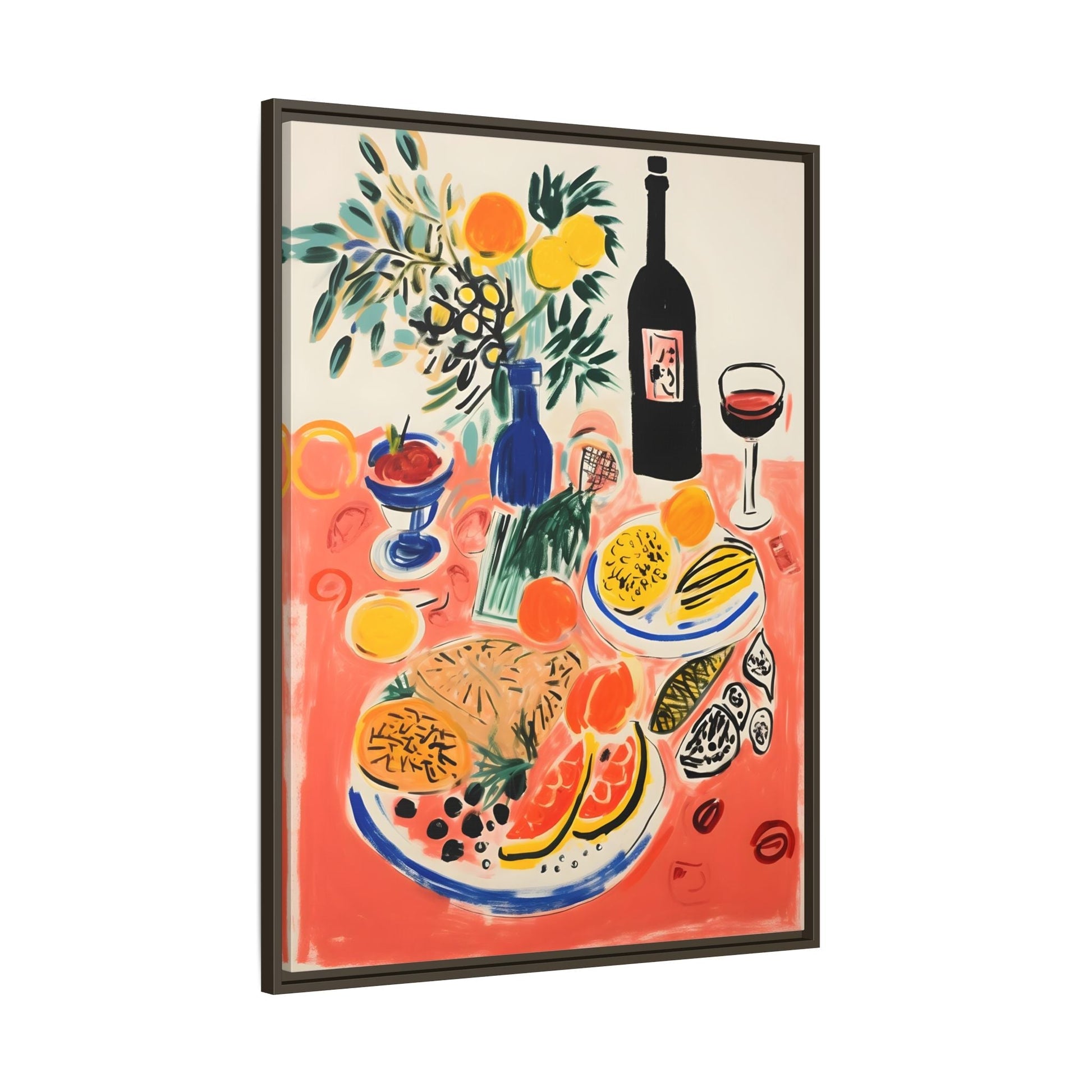 Retro Dinner Food Chef Wall Art Canvas Framed Kitchen Prints - YesArtYes