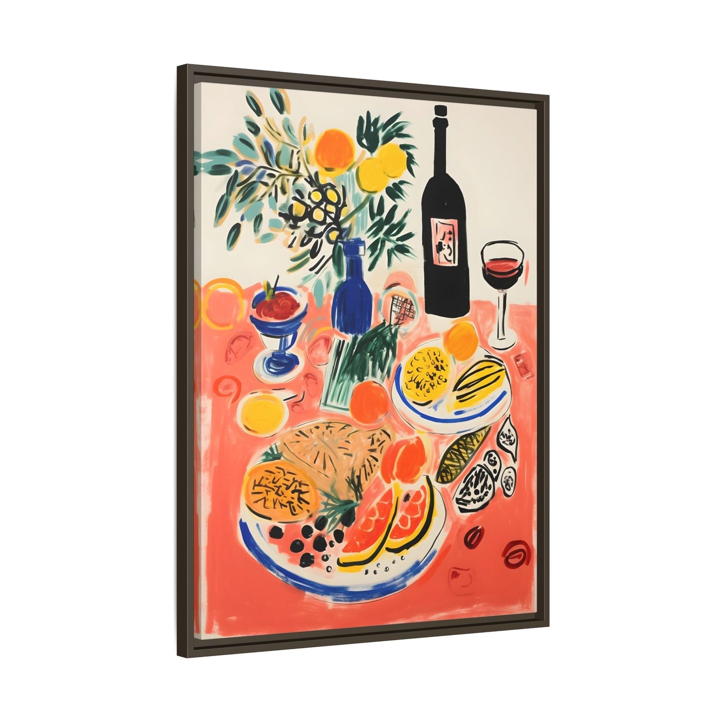 Retro Dinner Food Chef Wall Art Canvas Framed Kitchen Prints - YesArtYes
