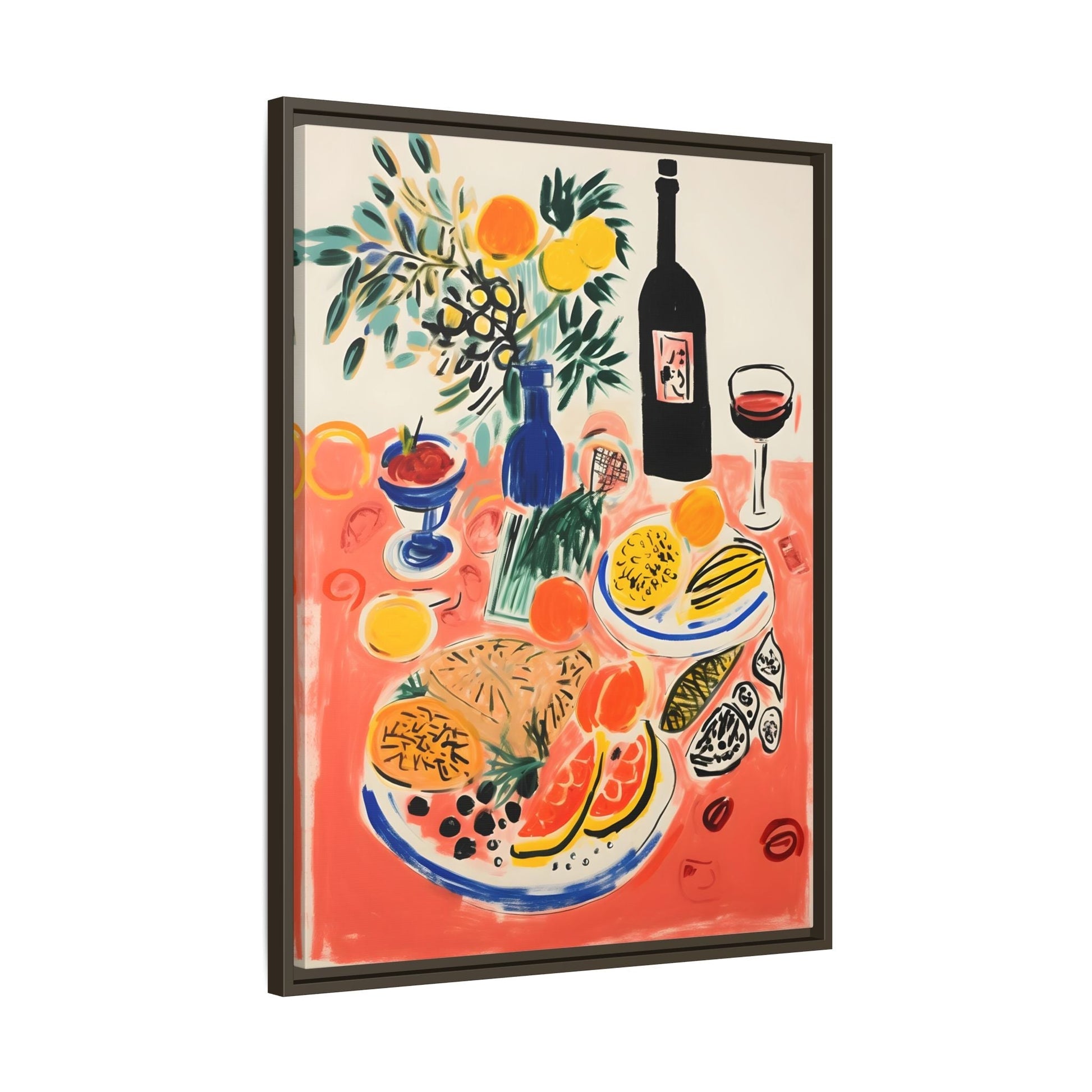 Retro Dinner Food Chef Wall Art Canvas Framed Kitchen Prints - YesArtYes